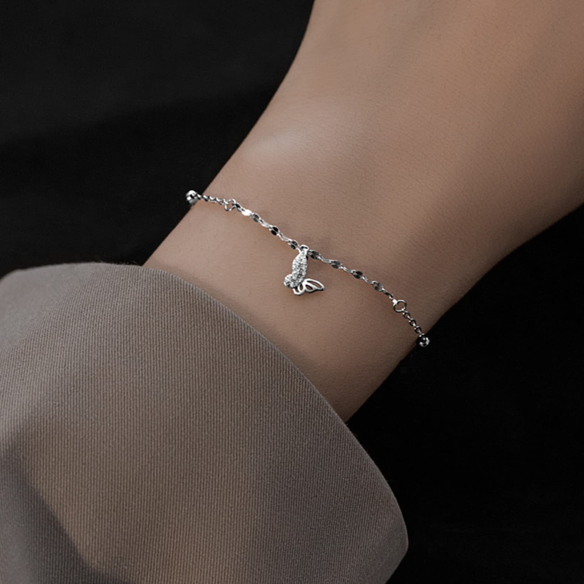 Armband für Frauen 925 mit Schmetterling, Zirkon, Geschenke für die Beste Freundin der Geburtstagskette ihrer Frauen Girls 15,5+3cm