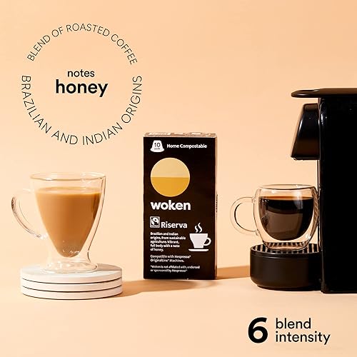 Miniatura 3 de WOKEN COFFEE Cápsulas de café expreso compostables de café expreso italiano Riserva de tostado oscuro compatibles con máquina de café Nespresso (40