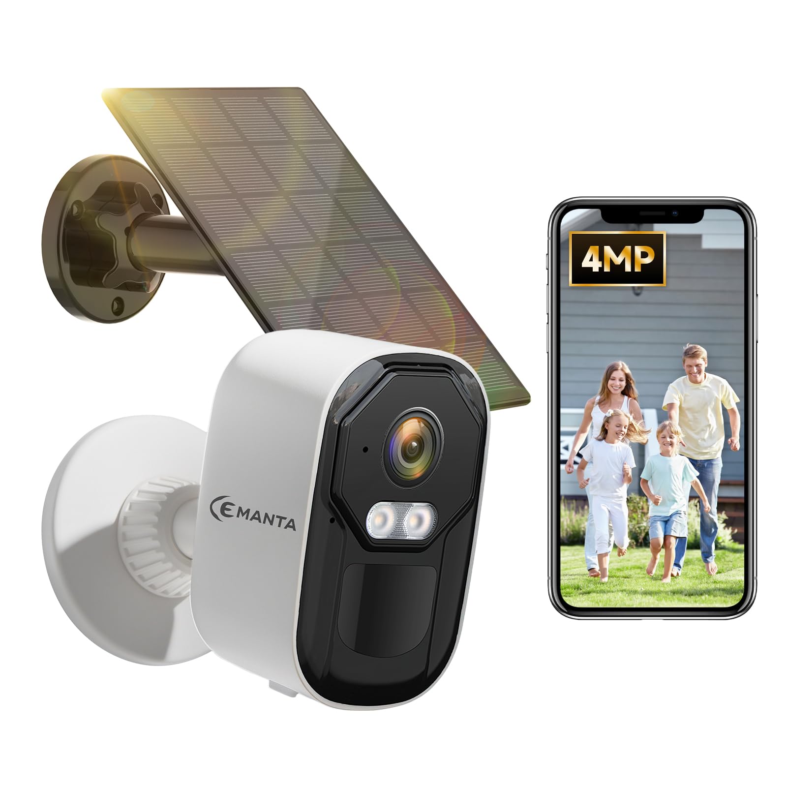 Telecamera di sorveglianza solare da 4 MP, per esterni, con
