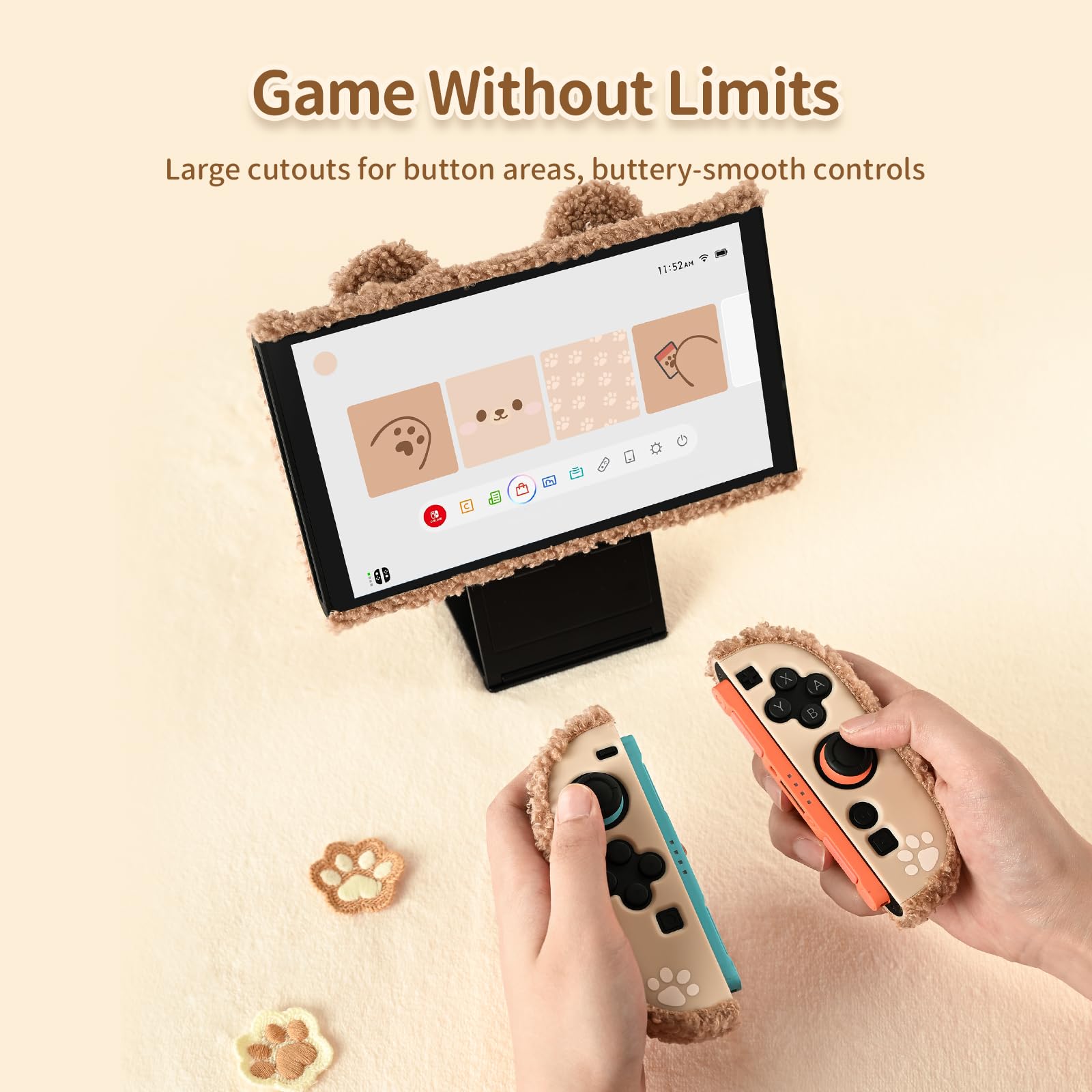 GeekShare Plush Case Compatible with Switch 2 (2025), NS2 Protective Cover for Switch Console and Grip Joy Controller, Plush Bear