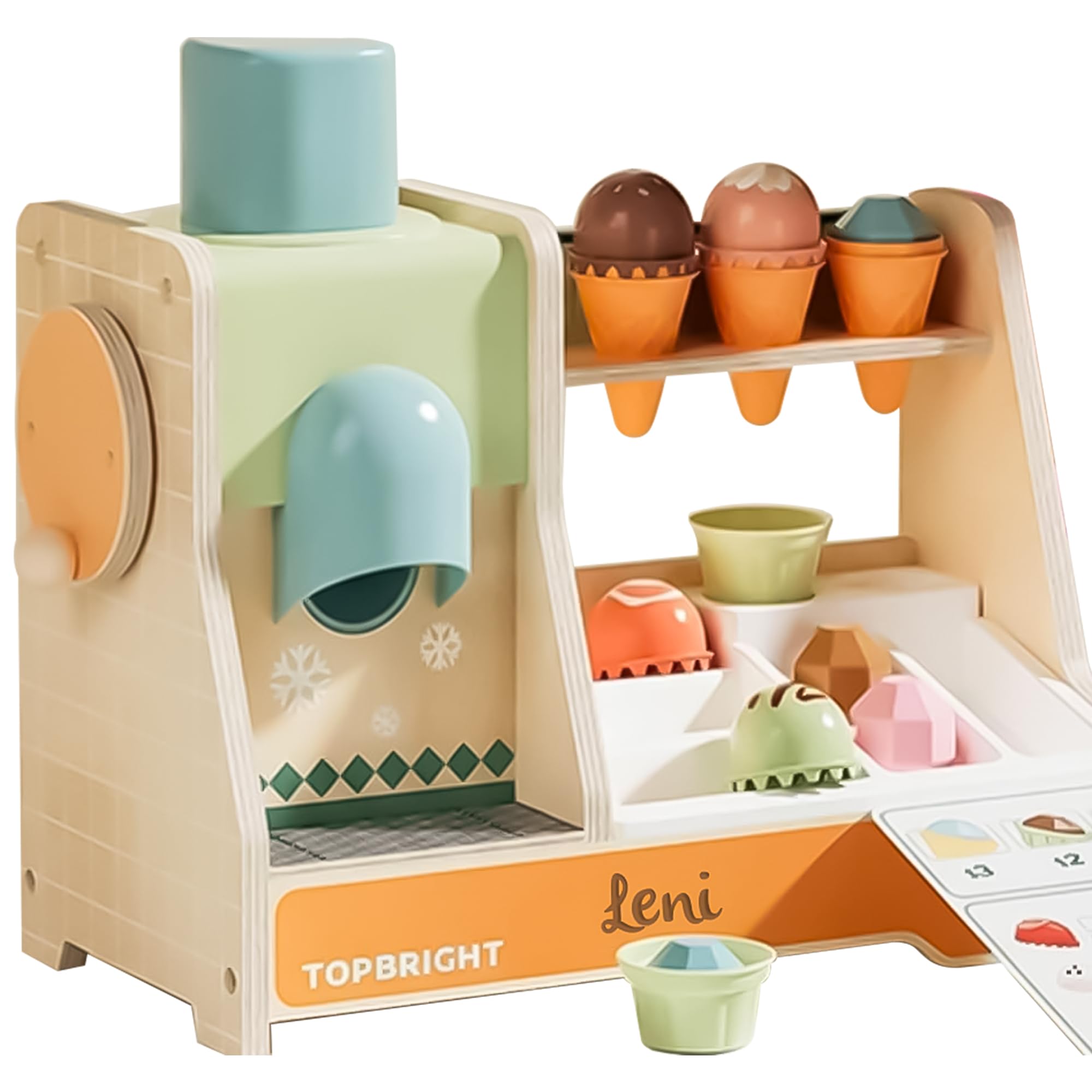 Personalizzabile Gelateria in legno “Negozio di Gelati” – Gioco del negozio & gioco di ruolo – per bambini dai 3 anni in su – personalizzato con nome – TOPBRIGHT