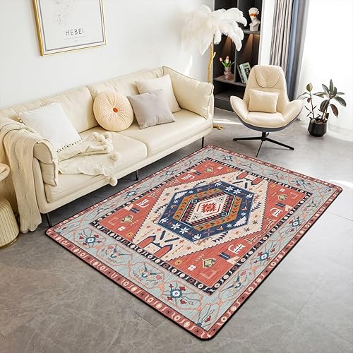 Miniatura 9 de Feelyou Alfombras para sala de estar de caballo, 5 x 7 pulgadas, para niños y niñas, estilo japonés, juego de alfombras decorativas de color naranja