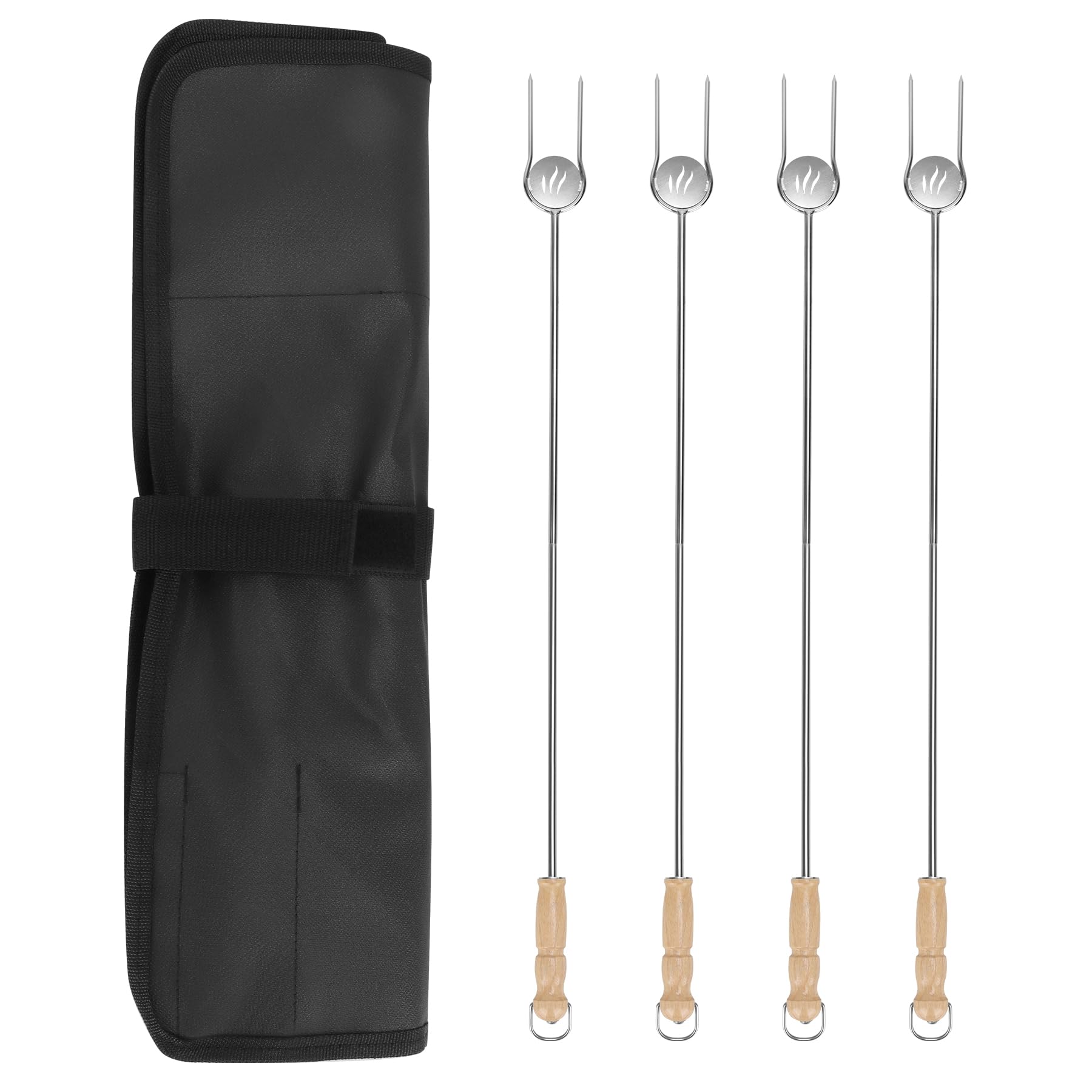 Fire Pits Sticks, 36" Stainless Steel Marshmallow Roasting Sticks, Great for Roasting Marshmallows and Hot Dogs, Fire Pit Accessories for Smores Maker, 4 Pack with Protective Casing