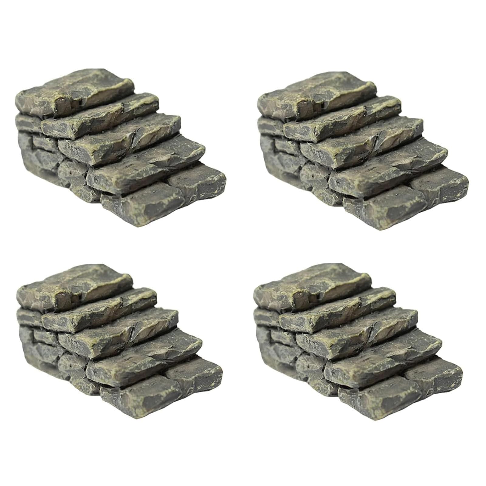 Solvind 4 PCS Miniature Stone Steps Artificial Decor Craft Home Fairy Garden Flower Pot Miniature Bridge Ornament Garden Stairs Accessories Outdoor Statues