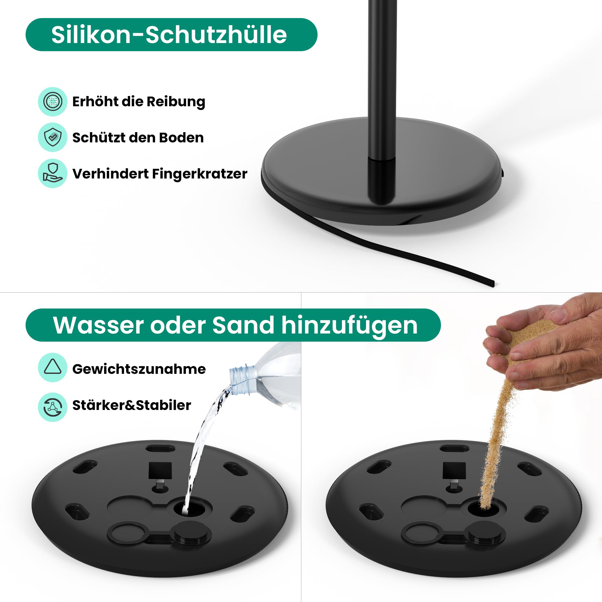 Infoständer DIN A3 420x297mm Informationsständer Höhenverstellbar Edelstahl Kundenstopper Aufsteller Plakatständer Präsentationsständer Werbeständer (Schwarz, A3)
