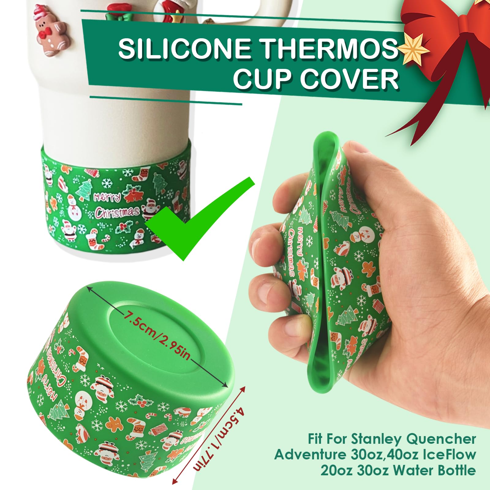 8 Stück Weihnachts-Strohhalm-Aufsätze Für Stanley-Becher - 3D Weihnachtsmänner, Bäume Etc., 10 Mm Durchmesser, Rosa Silikon