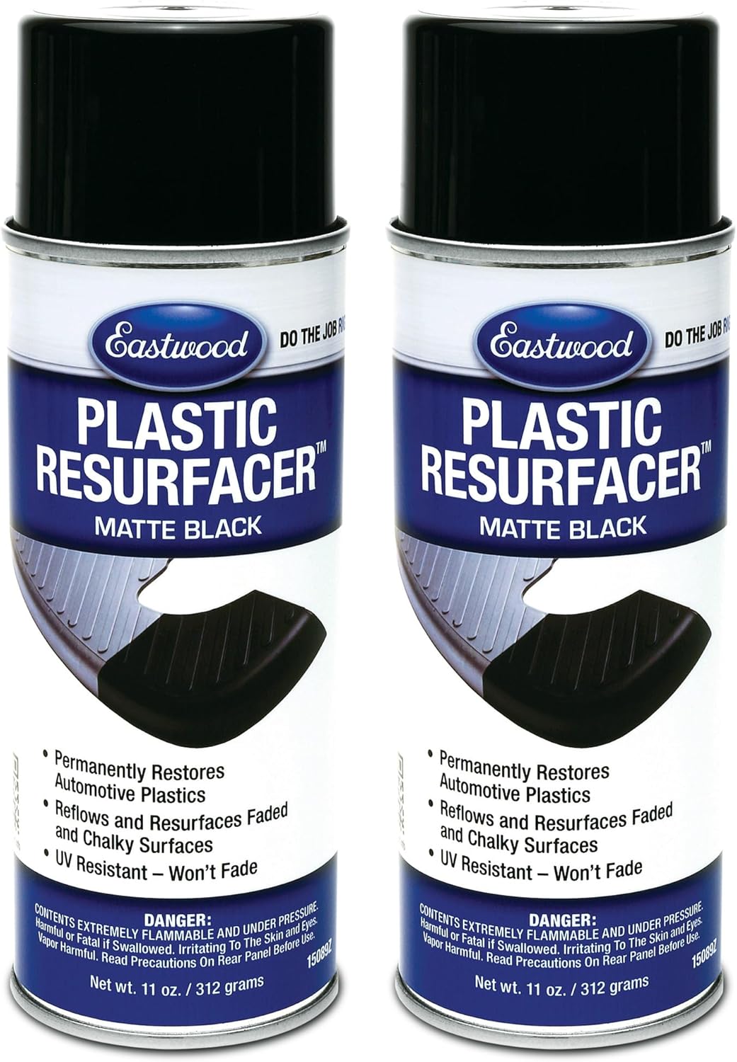 Eastwood Plastic Resurfacer Matte Black Aerosol Spray Paint UV Resistant 11 oz | 2 Pack