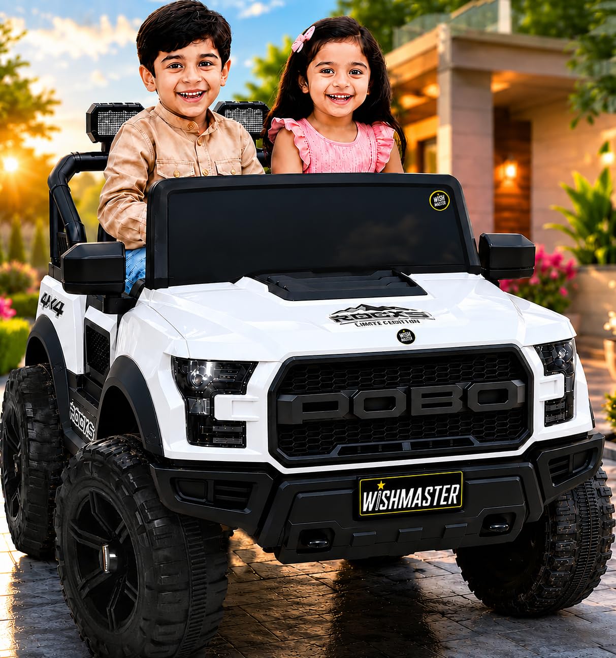 Wishmaster 4x4 Driving EV Cars for 1, 2, 3, 4, 5, 6 Years | Remote + Steering + Mobile App Control | Kids Jeeps | Most Gifted Jeeps (Medium Size F-Raptor [1-8 Year Kids], White)-image-43