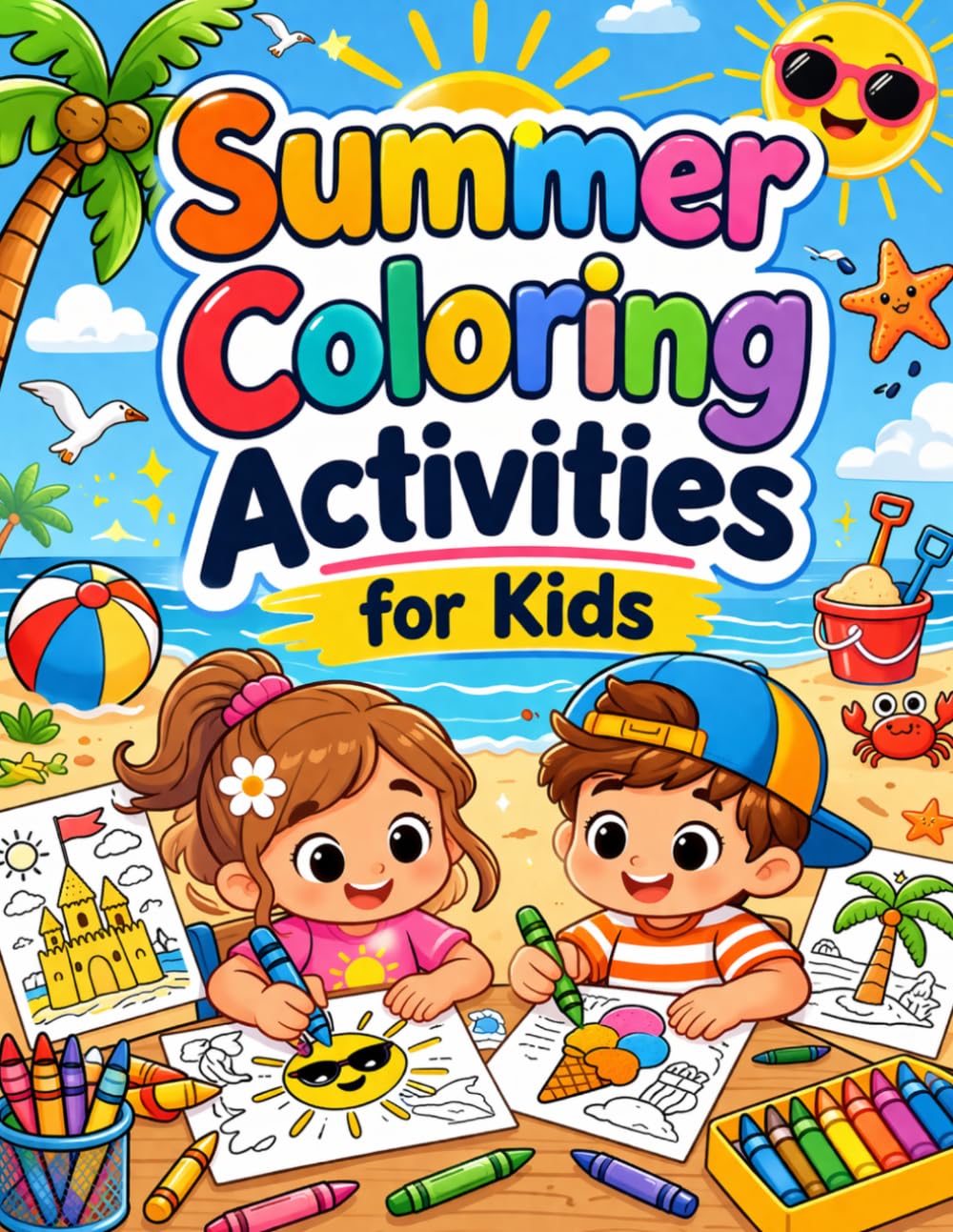 Summer Coloring Activities for Kids: Easy & Fun Summer Activities +40 Different Pages Ready to Color.