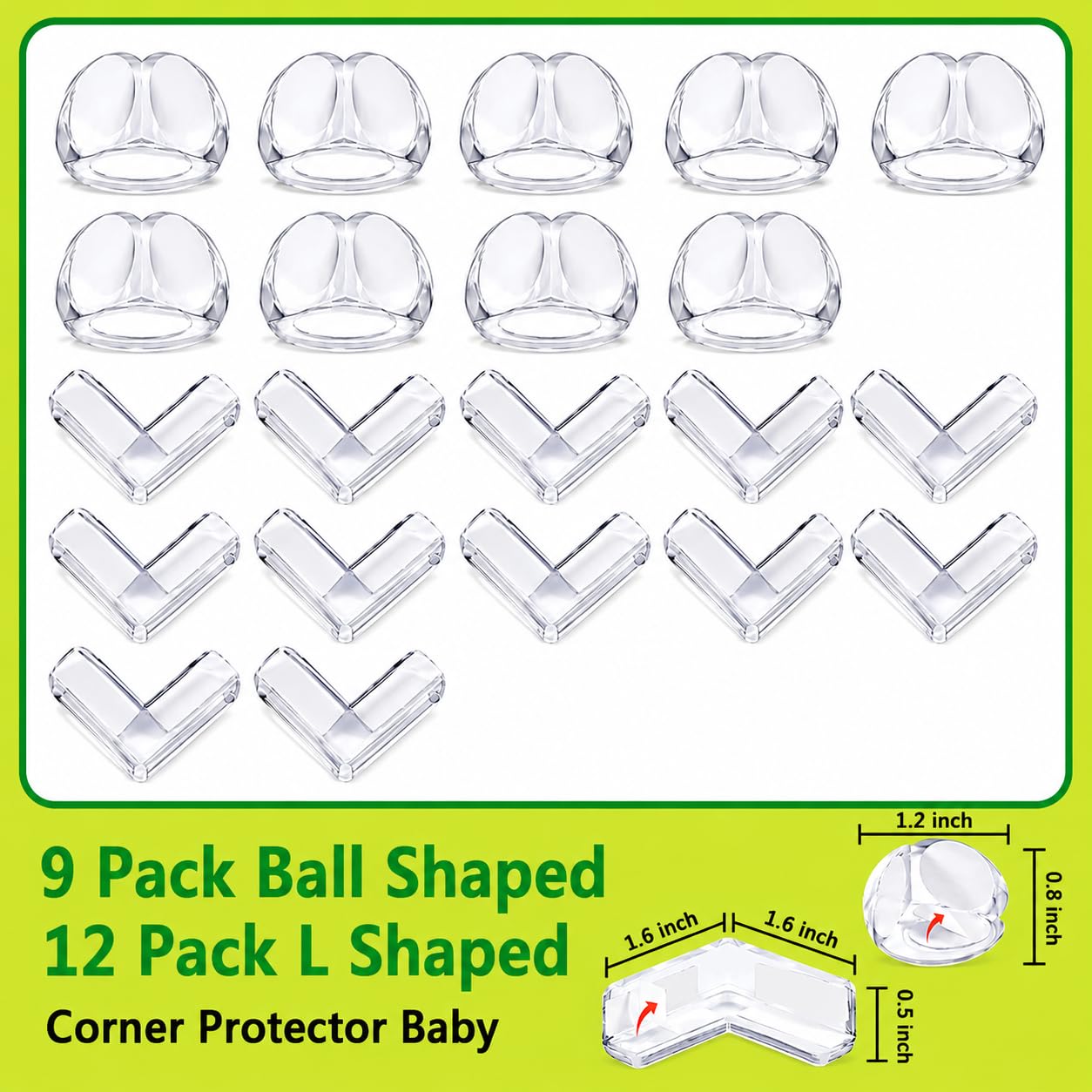 Avigers 21 Pièces Coin de Table Protection Bebe, Protection Meuble Bébé avec Forte Adhérence, Protège-Coins de Table, Pare-Chocs de Sécurité pour Bords Transparents 9 R et 12 L