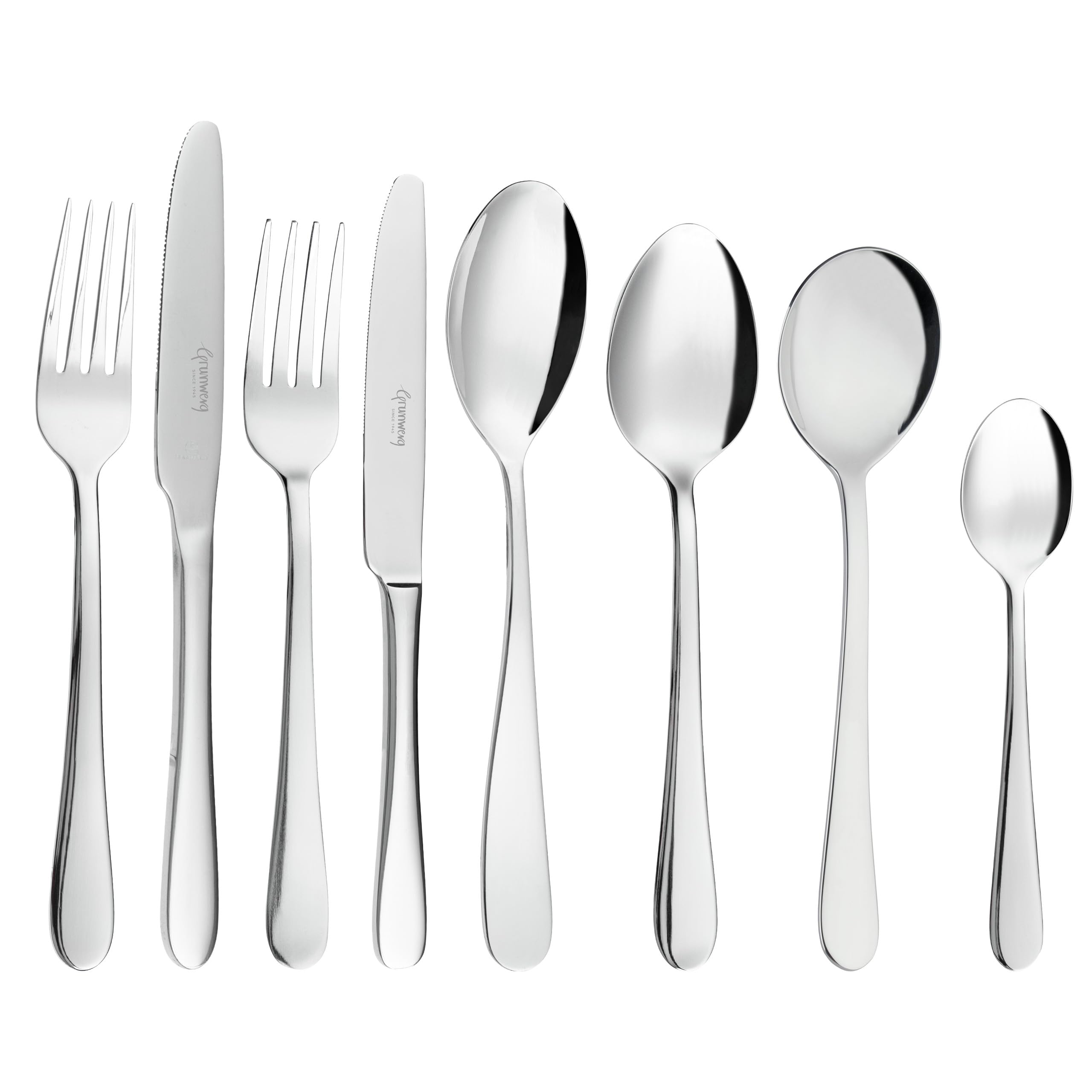 Grunwerg Windsor 44-Piece Cutlery Set 44BXWSR, 18/10 Stainless Steel, Silver