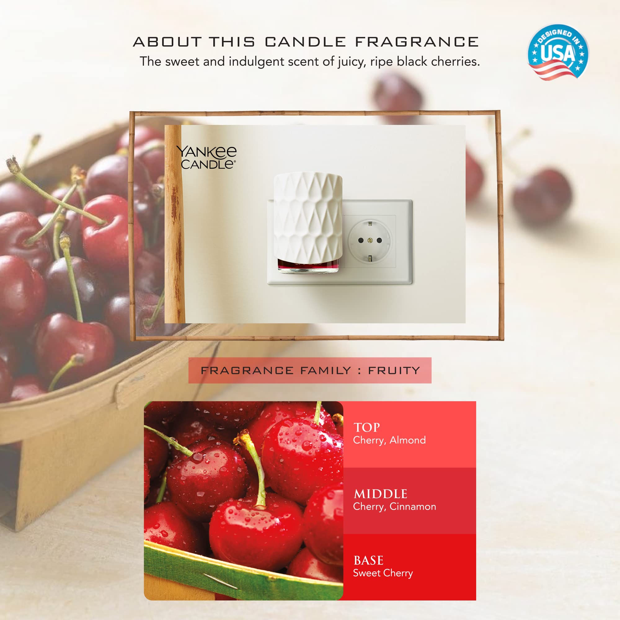Yankee Candle Fondants De Cire Parfum Cerise Griotte - Lot De 2 | Jusqu'à 8h De Diffusion | Sans Mèche