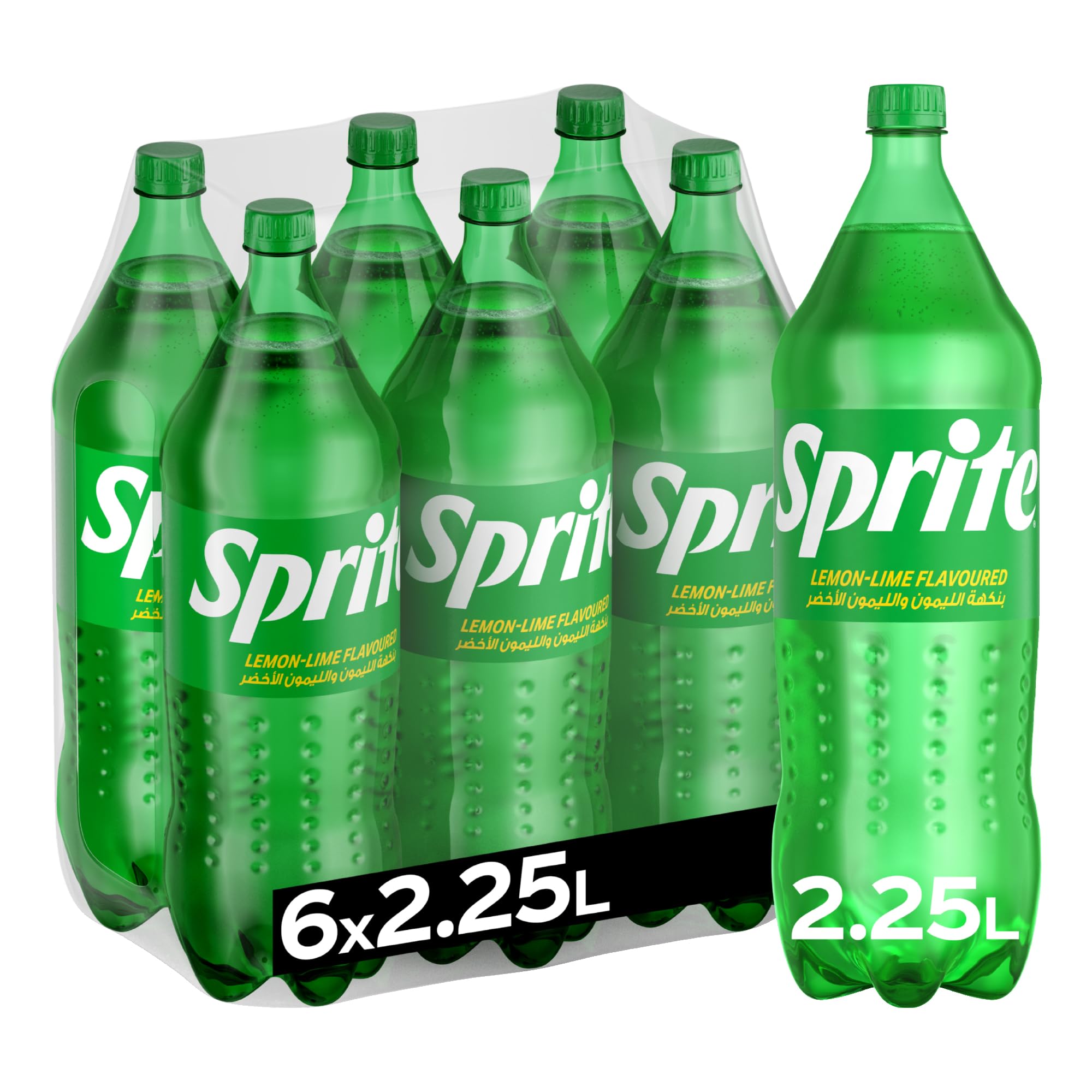 Sprite Regular Lemon Lime Flavor Soda, 2.25L Bottles, Pack of 6, Carbonated Soft Drinks, Refreshing, Clean-Tasting Beverages