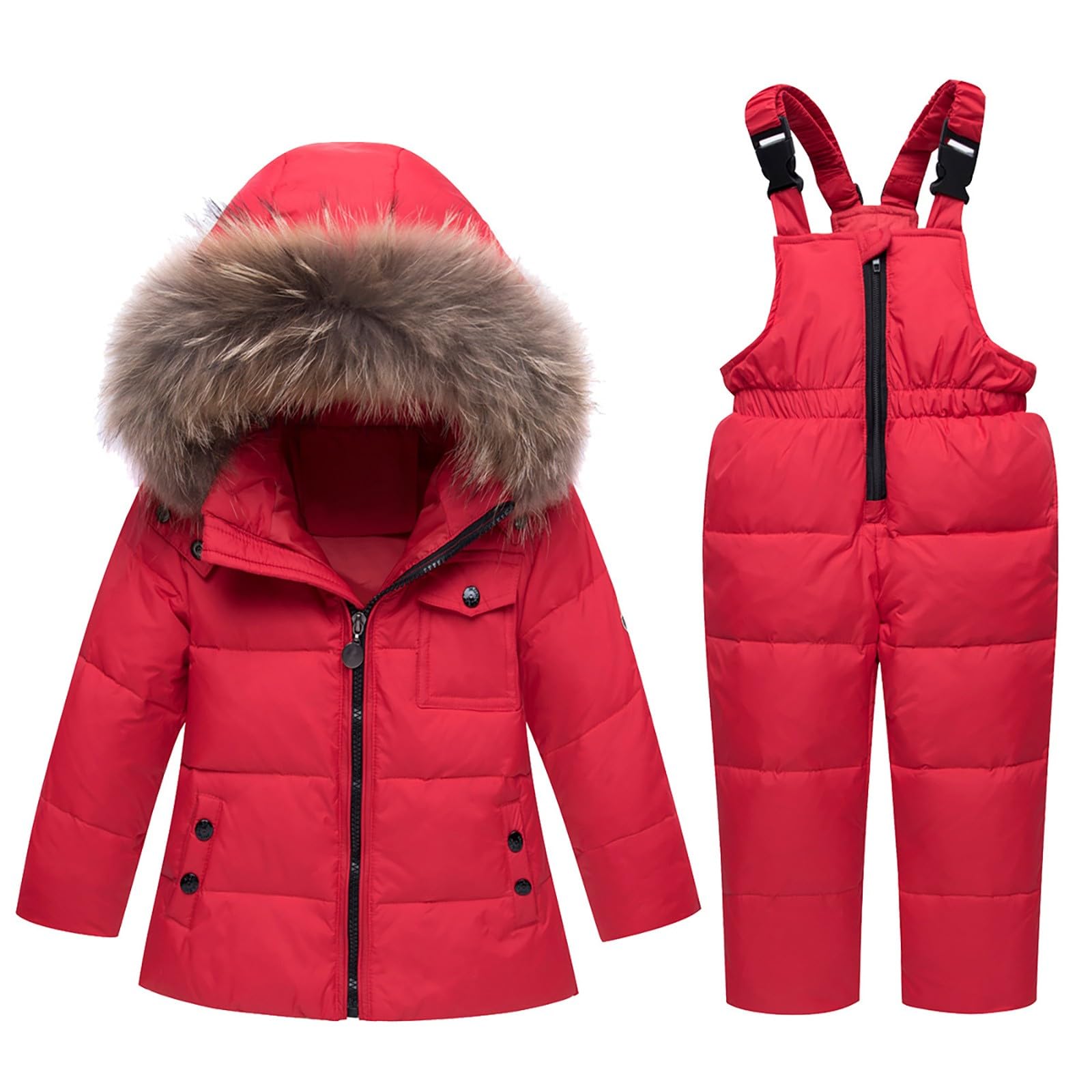 Toddler - Chaqueta de nieve de 2 piezas para bebé, niño y niña, con capucha para invierno, con mono de esquí, ropa cálida para exteriores