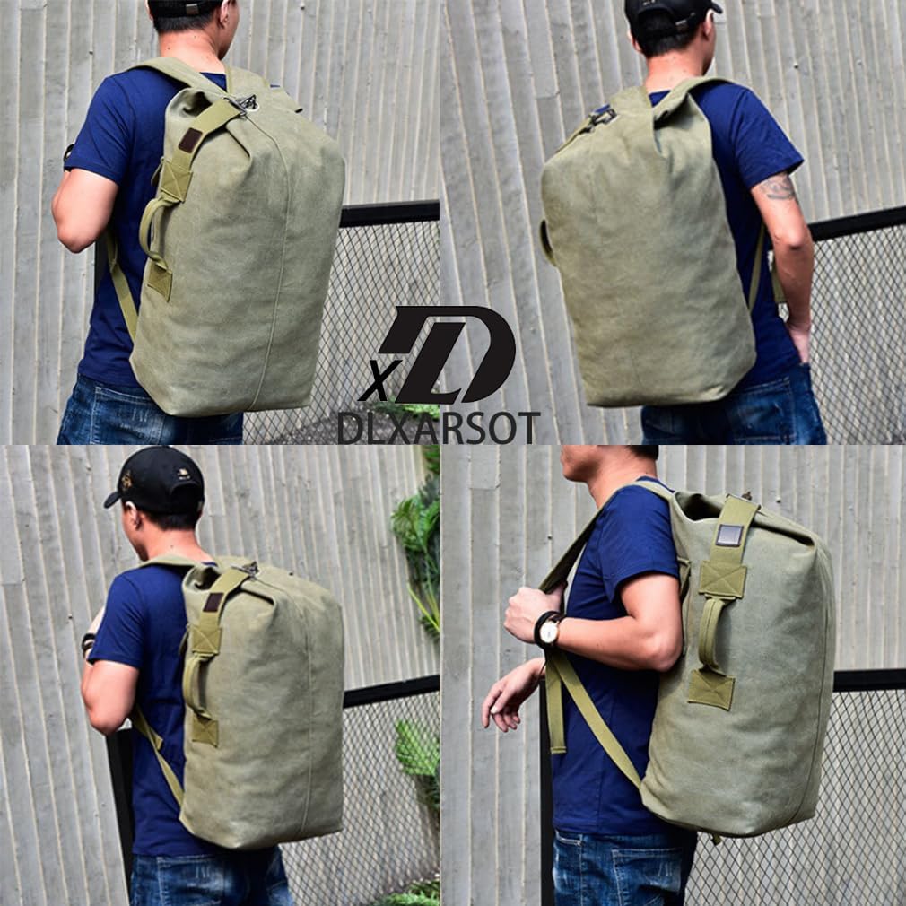Military Tactical Backpack Large Capacity Travel Climbing Bag Duffel Bag Top Load Double Strap Canvas Backpack - Image 3
