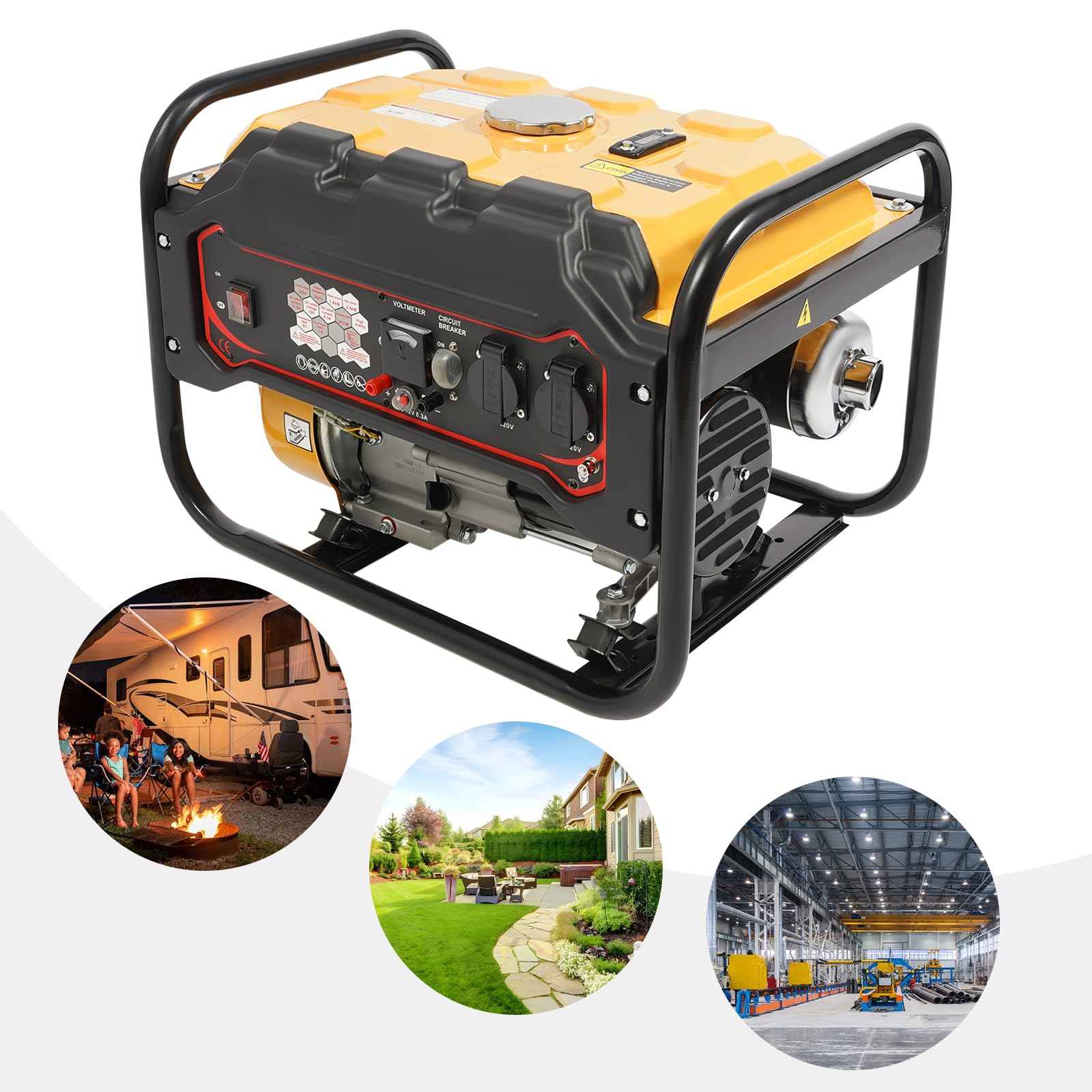 Generatore a benzina a 4 tempi, generatore di corrente di emergenza, generatore di corrente di emergenza, 6,5 CV, per esterni, campeggio, officina, con serbatoio da 15 l, 68-72 dB