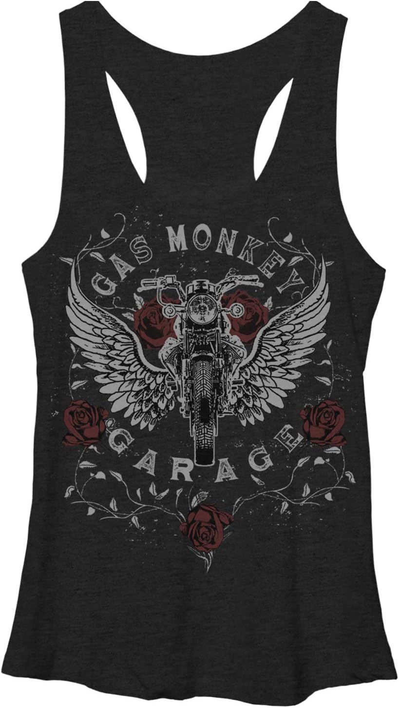 Women's Gas Monkey Roses Racerback Tank Top - Black Heather - Large