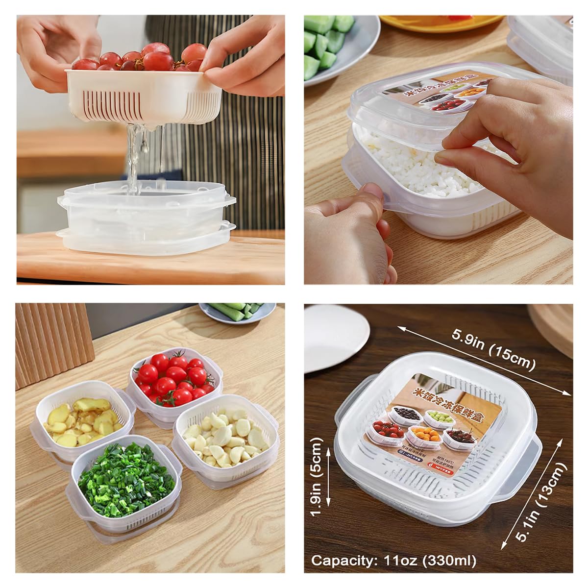 Cuenco Para Cocinar Arroz Al Microondas De 2L - Con Tapa, Colador Y Cuchara, Verde, Sin BPA