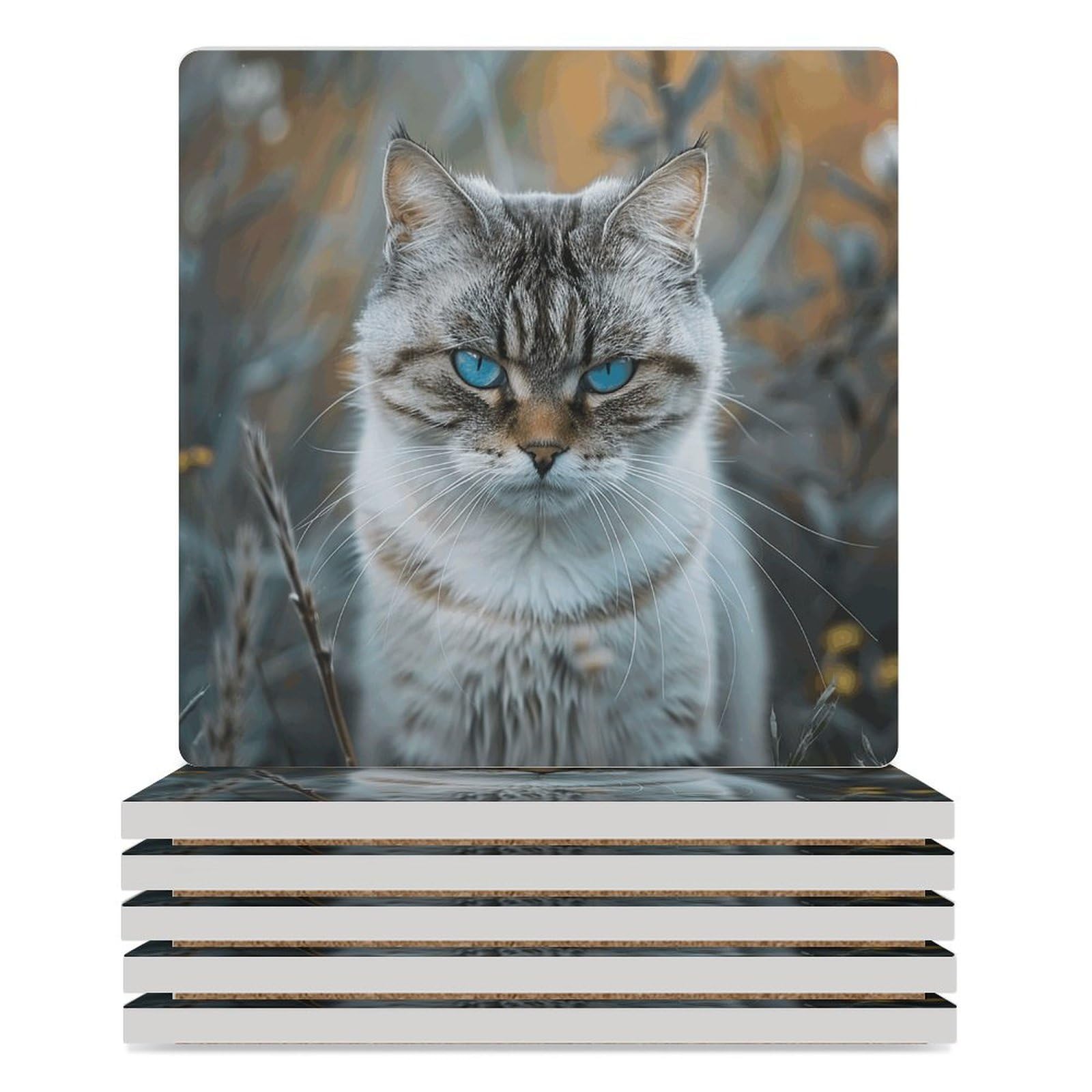 Dessous de verre en céramique chat pour apéritif et cuisine