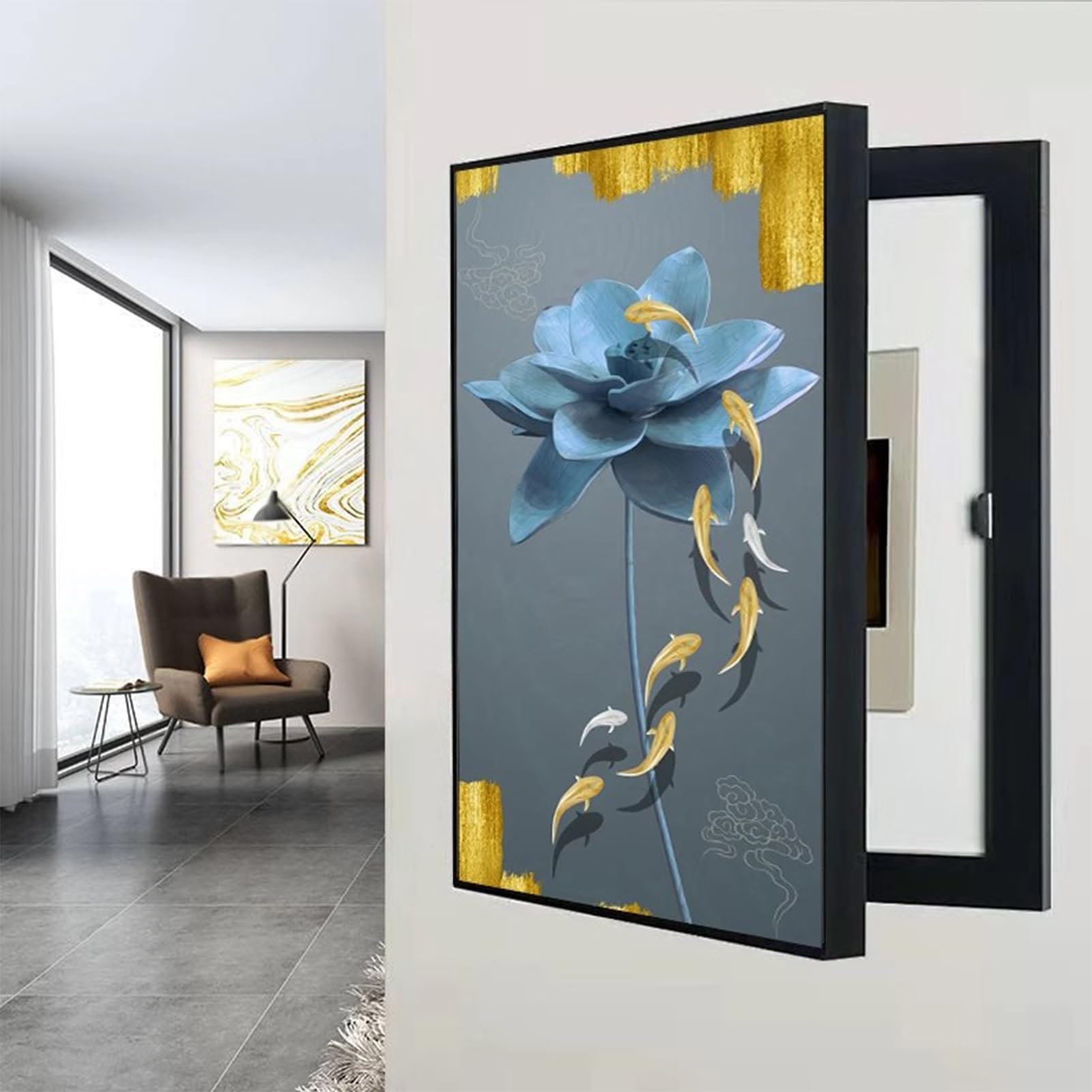 Copri Quadro Elettrico Decorativo - Moderno 45x35 Cm Per Nascondere Contatori E Interruttori - Foto 5