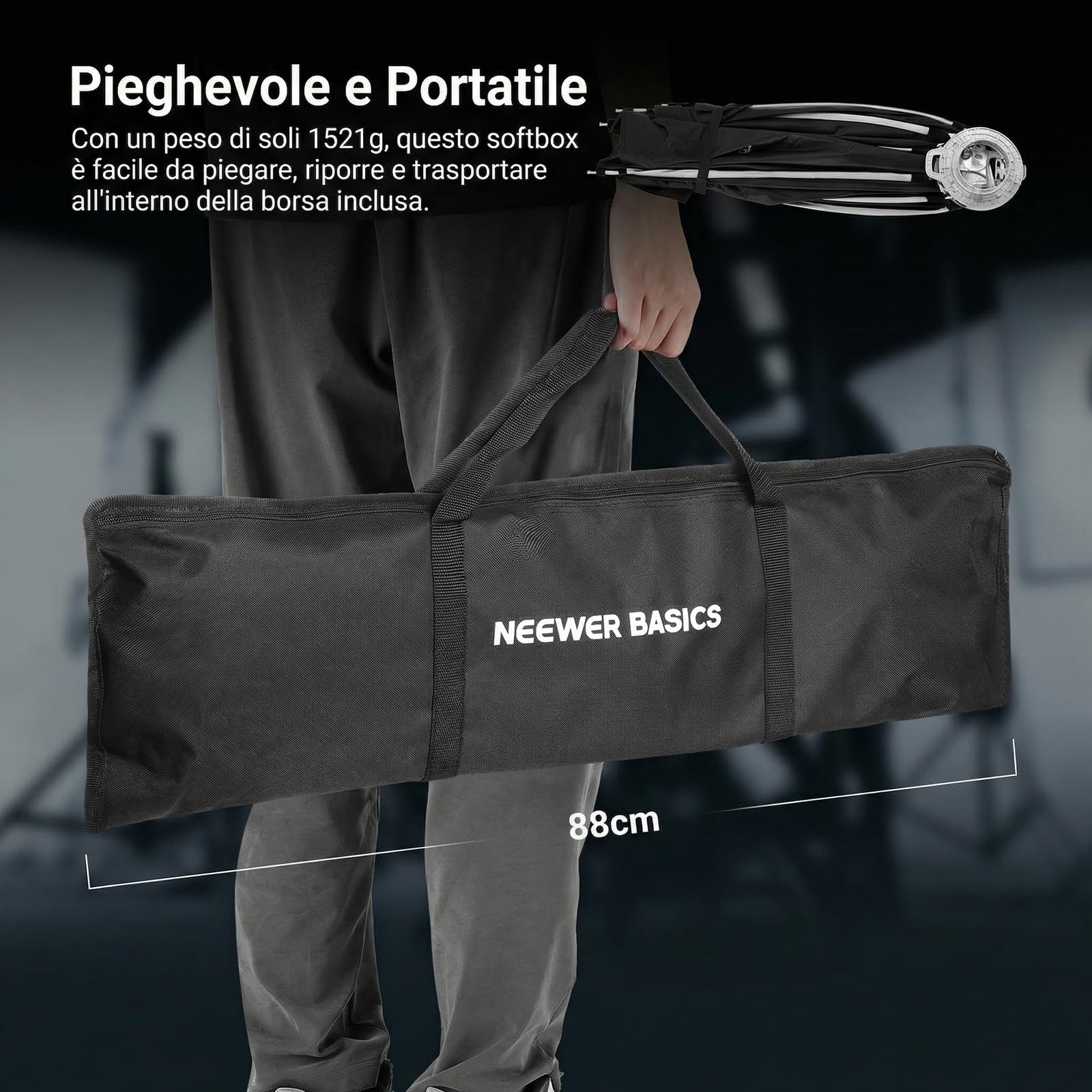 NEEWER BASICS Softbox Ottagonale, Set di Soft Box Bowens a Sgancio Rapido da 120cm con Griglia, Compatibile con Aputure 150c Compatibile con Godox SL60w, per FS300C FS150B HB80C CB200C Q6, NS66P