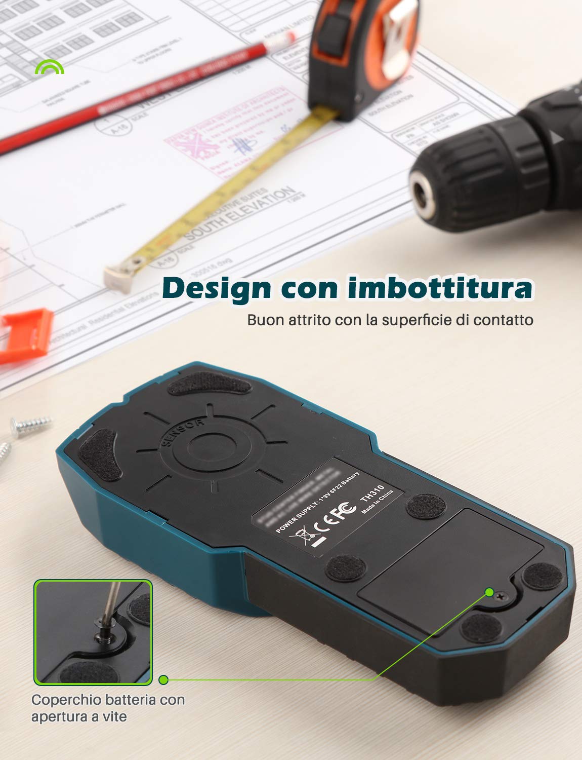 Detector digital 5 en 1 de tubos y cables de CA eléctricos, pantalla LCD, alerta sonora, madera/metal/magnético o no