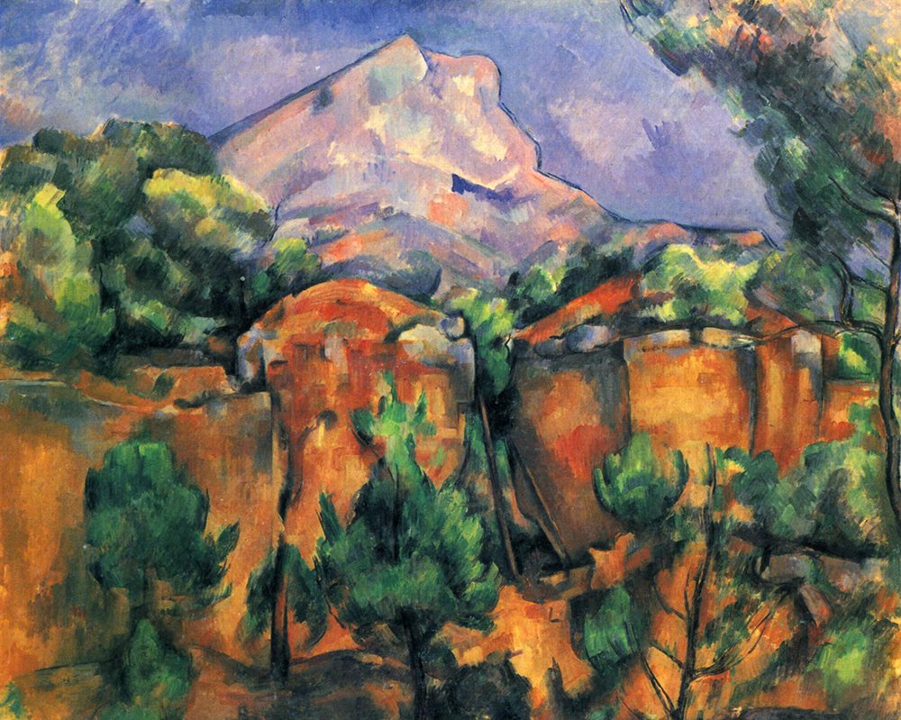 Toile Paul Cezanne Orange with Mountain avec finition Semi Gloss