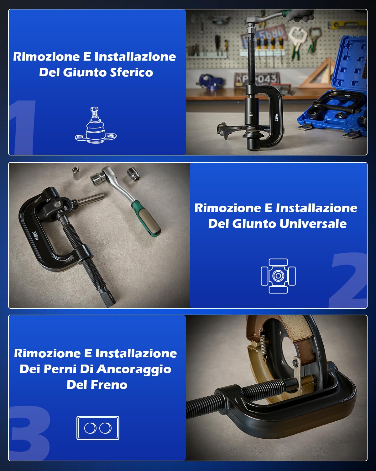 Orion Motor Tech 10 Pezzi Estrattore per Giunti Sferici 4 in 1 Pressa per Giunti Sferici e Set per Rimozione di Giunti a U per Perni di Ancoraggio dei Freni per Auto 2WD 4WD