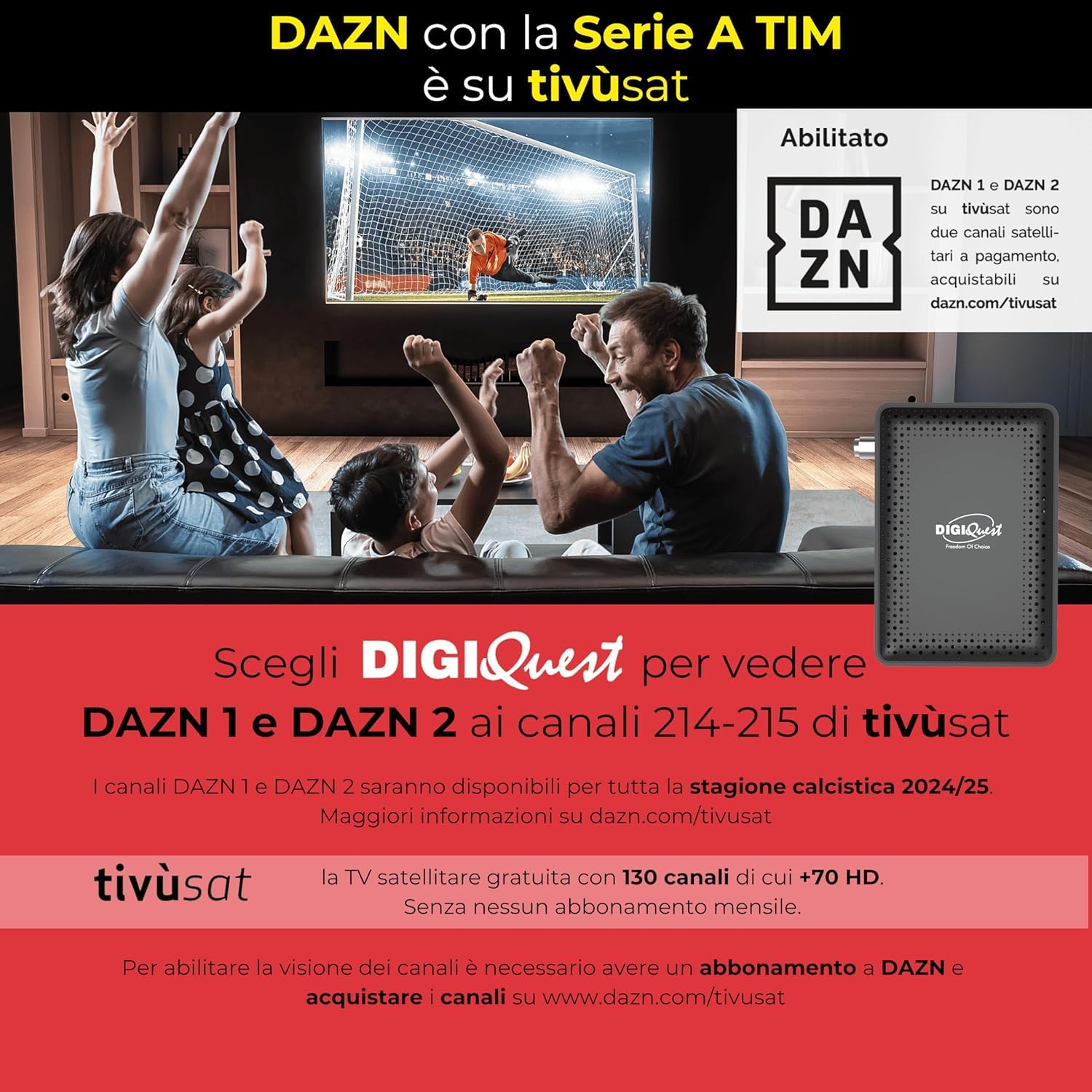 ANFEL Decoder tivùsat RetroTV MICROSAT, DVB-S2 HEVC H265 |AUTOINSTALLANTE | Telecomando 2in1 | SIMcard Tivùsat inclusa | Funzione di registrazione attivabile | Dispositivo abilitato ai canali DAZN