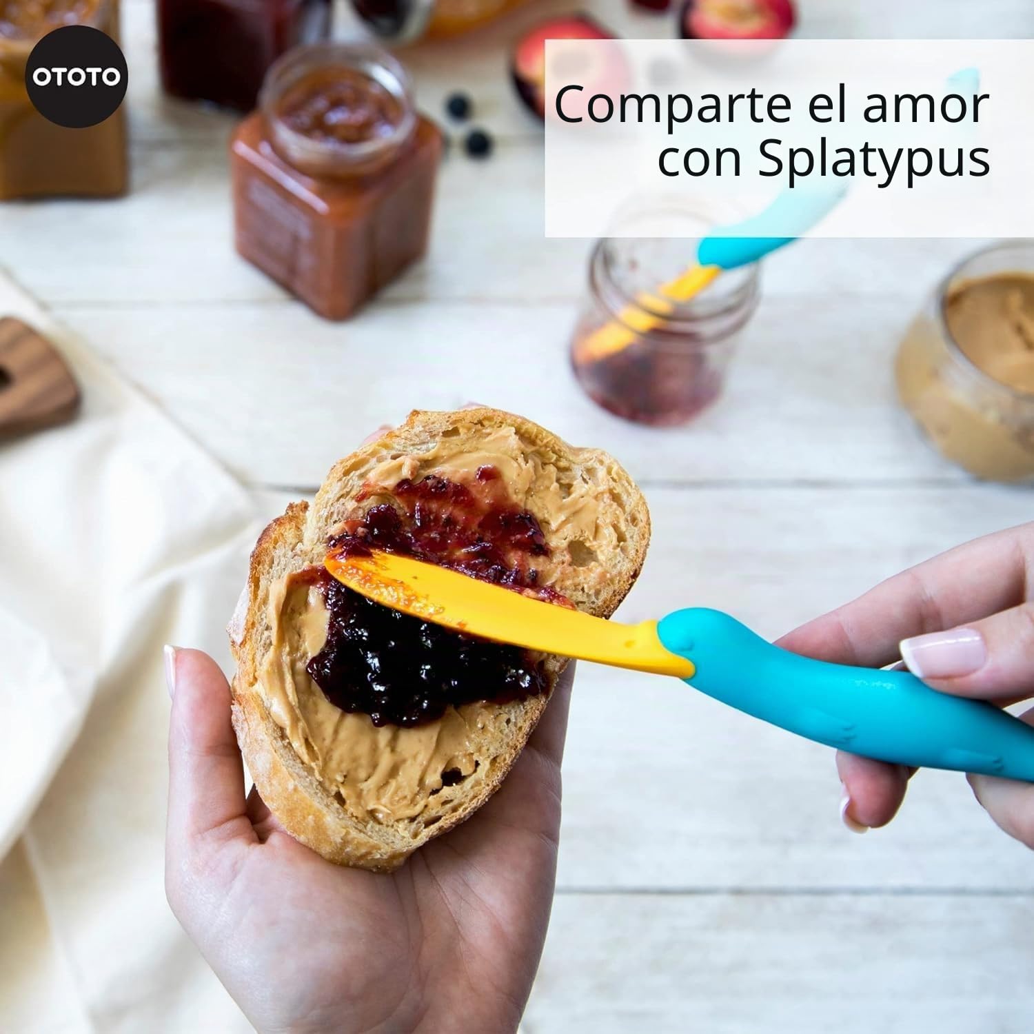 OTOTO Cuchillo Mantequilla Splatypus - Utensilios de Cocina Originales Sin BPA y 100% Aptos para Alimentos - Divertido Cuchillo Untar - Regalo Original para Untar Crepas y Llegar al Fondo del Tarro