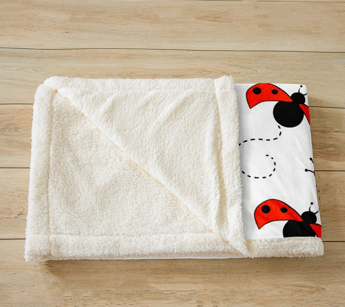 Coperta in pile Sherpa, motivo coccinelle e coccinelle, per bambini e donne, lussuosa, geometrica, pelosa, per divano e letto, king size, 220 x 239 cm