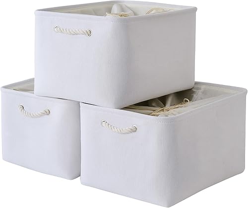 Miniatura 82 de TheWarmHome Cesta decorativa rectangular de tela con asas para almacenamiento de ropa