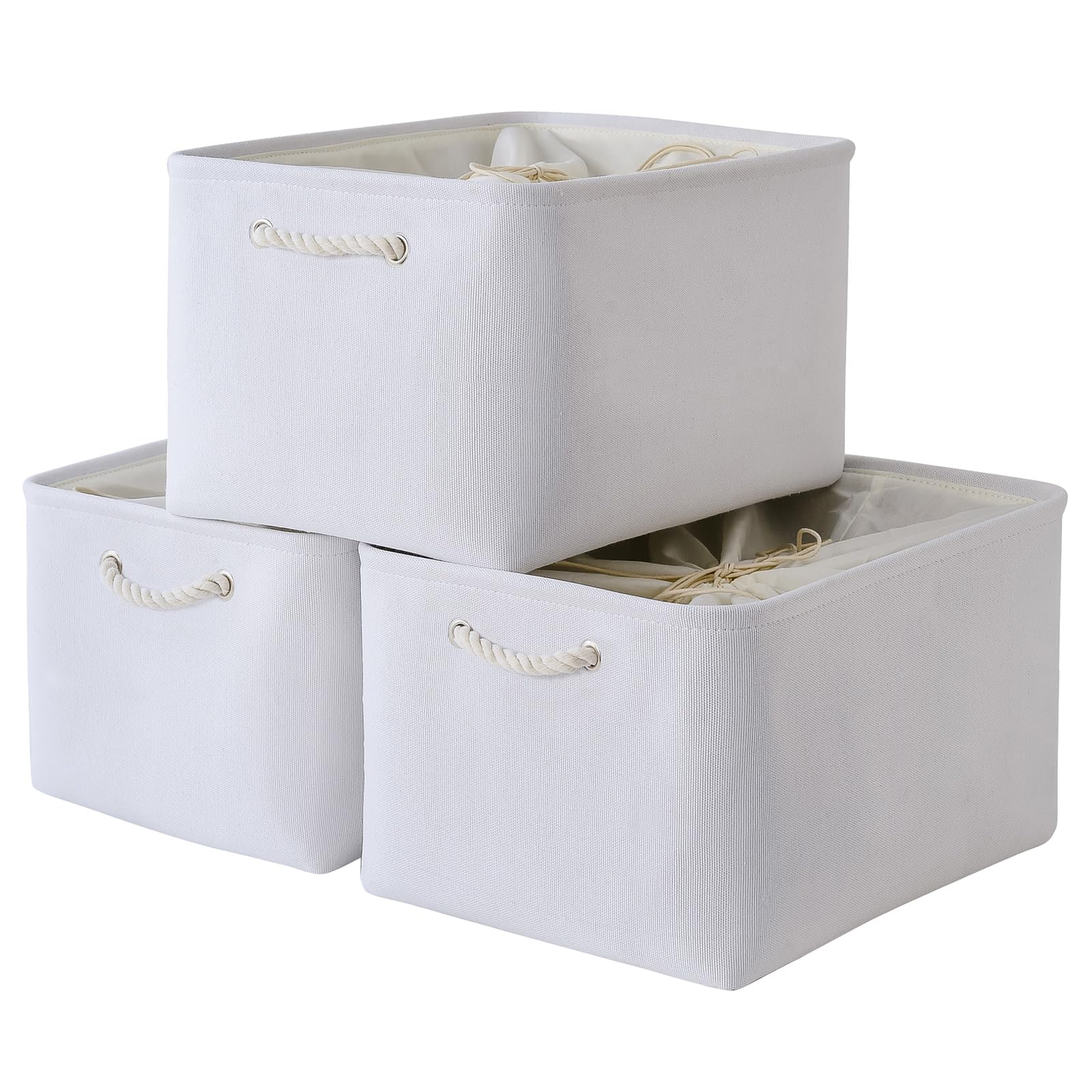 TheWarmHome Organization and Storage Basket for Shelves - Extra Jumbo 3 Pack 20.5x15.8x13.8 inch Cube Storage Bins for Toy Closet Box Home Organizer Gift (White)