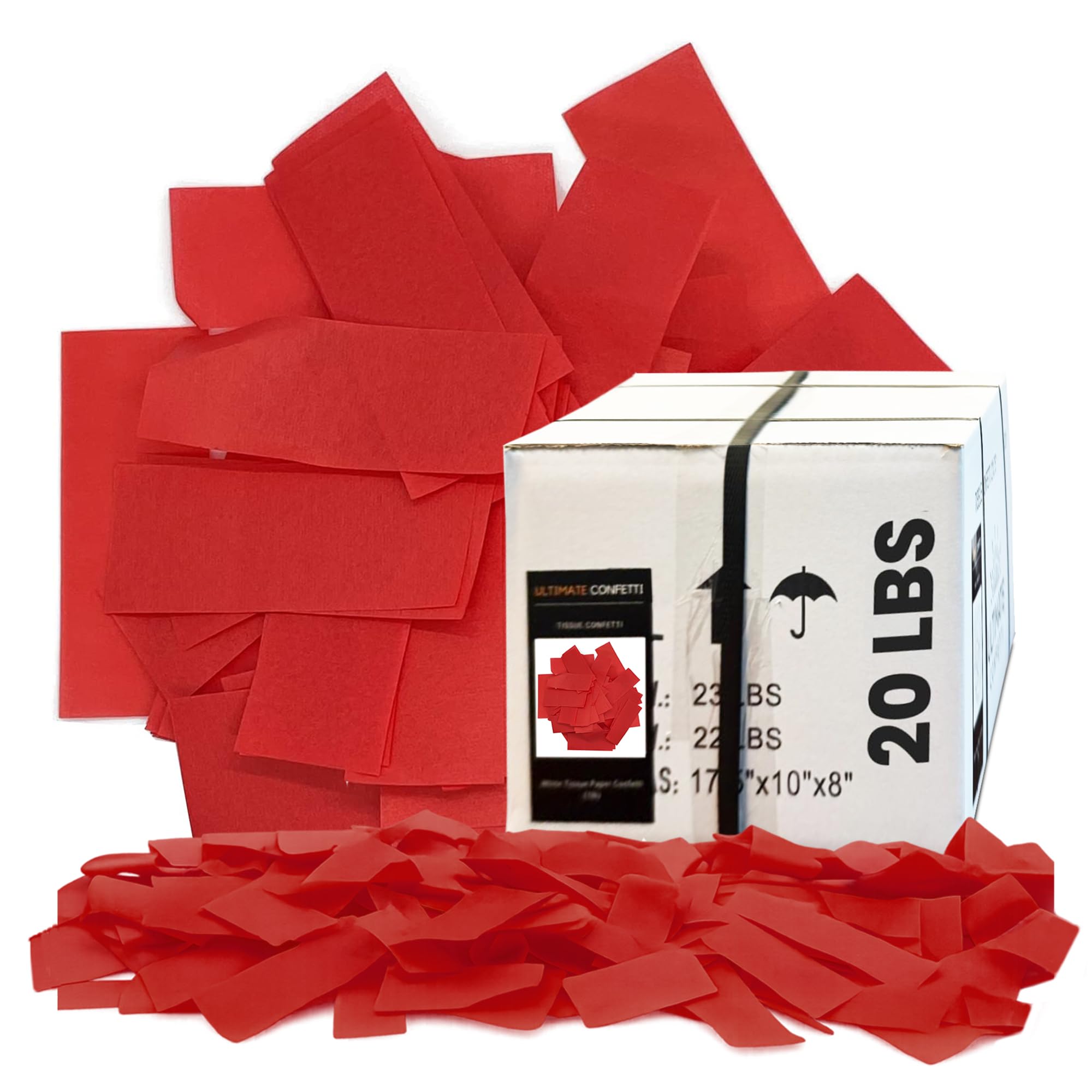 Ultimate Confetti - Rectangular Red Tissue Paper Confetti - 20 lb