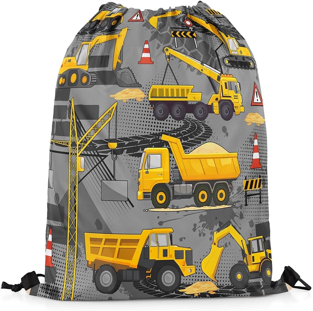 jejeloiu Excavator Sports Drawstring Sackpack For 13"x15.7" Construction