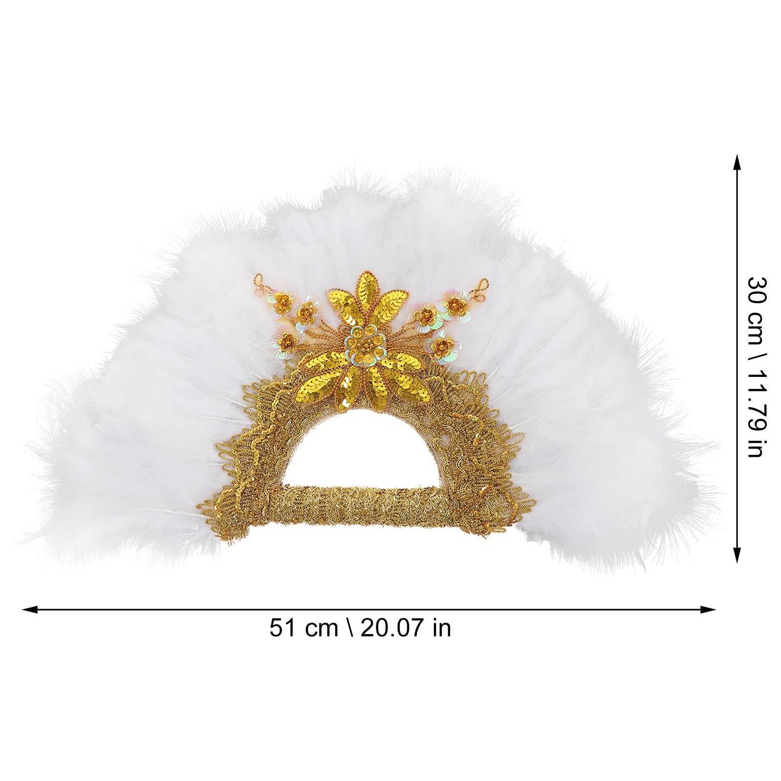 Ciieeo Abanico de Mano de Plumas Borde Dorado, Accesorio Decorativo para Bodas y Novias, Ventilador Delicado para Dama de Honor y Eventos Obsequios