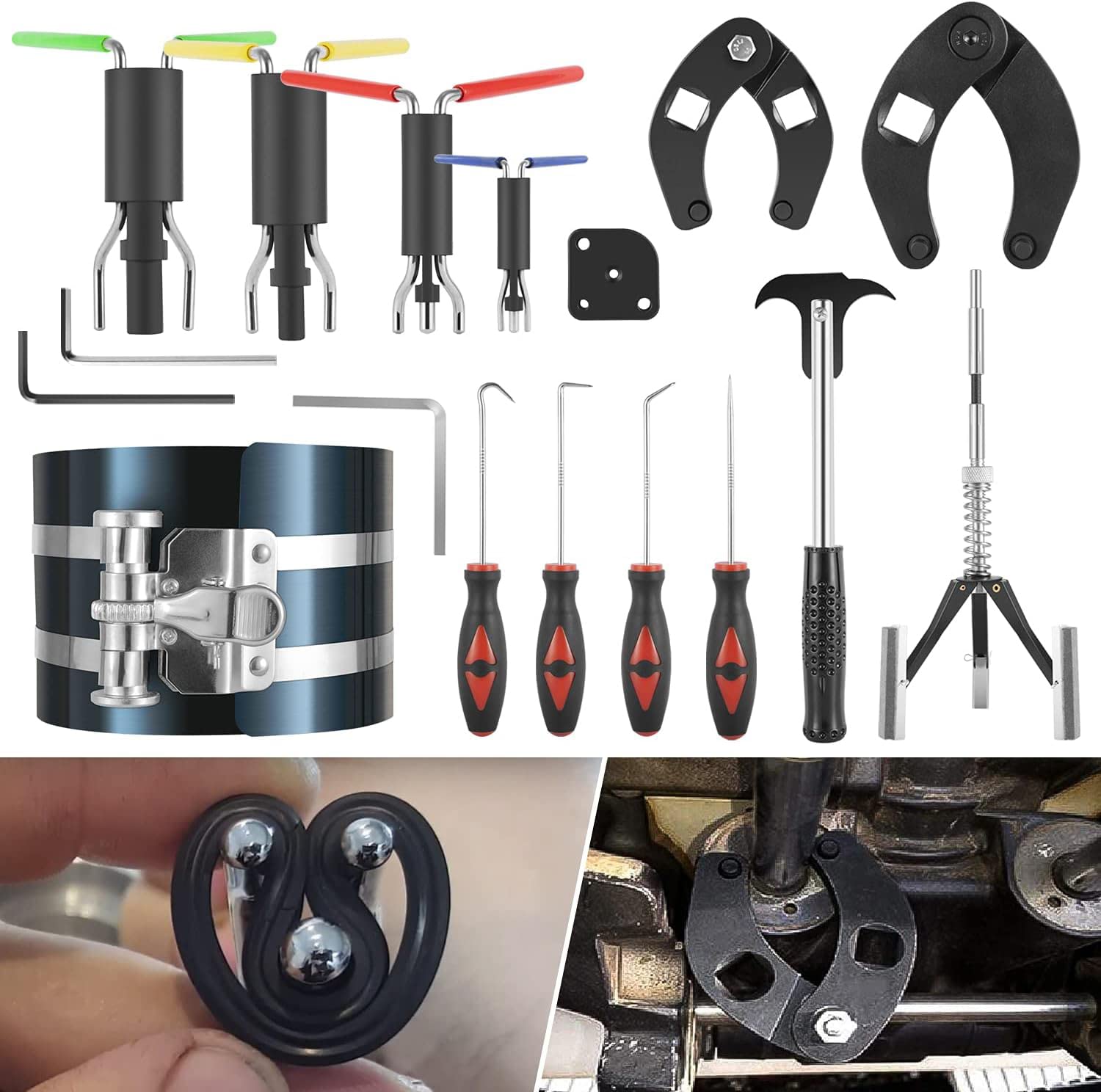 Zestaw narzędzi do naprawy cylindra hydraulicznego do ładowarki kompaktowej, ładowarki, koparki itp. Uszczelki drążkowe, zestaw narzędzi instalacyjnych typu wistor U-Cup