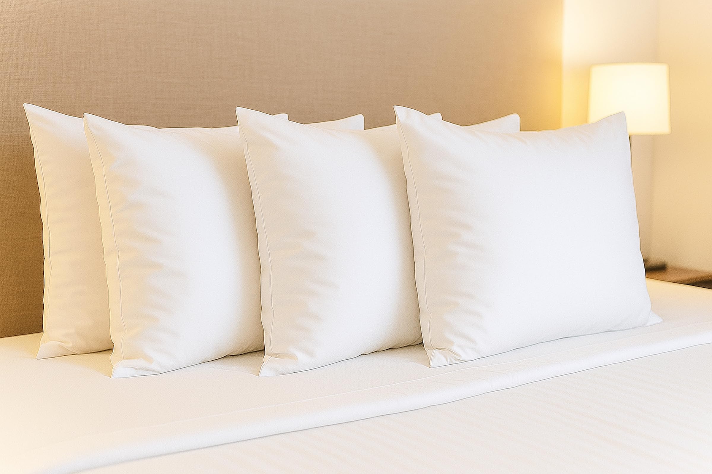 4er Set Kissenbezüge Weiß Hotelverschluss – 100% Baumwolle Linon – Kochfest bis 95° – für Dekokissen, Kopfkissen, Sitzkissen – Made in Europe (80 x 60 cm, 4 Stück)