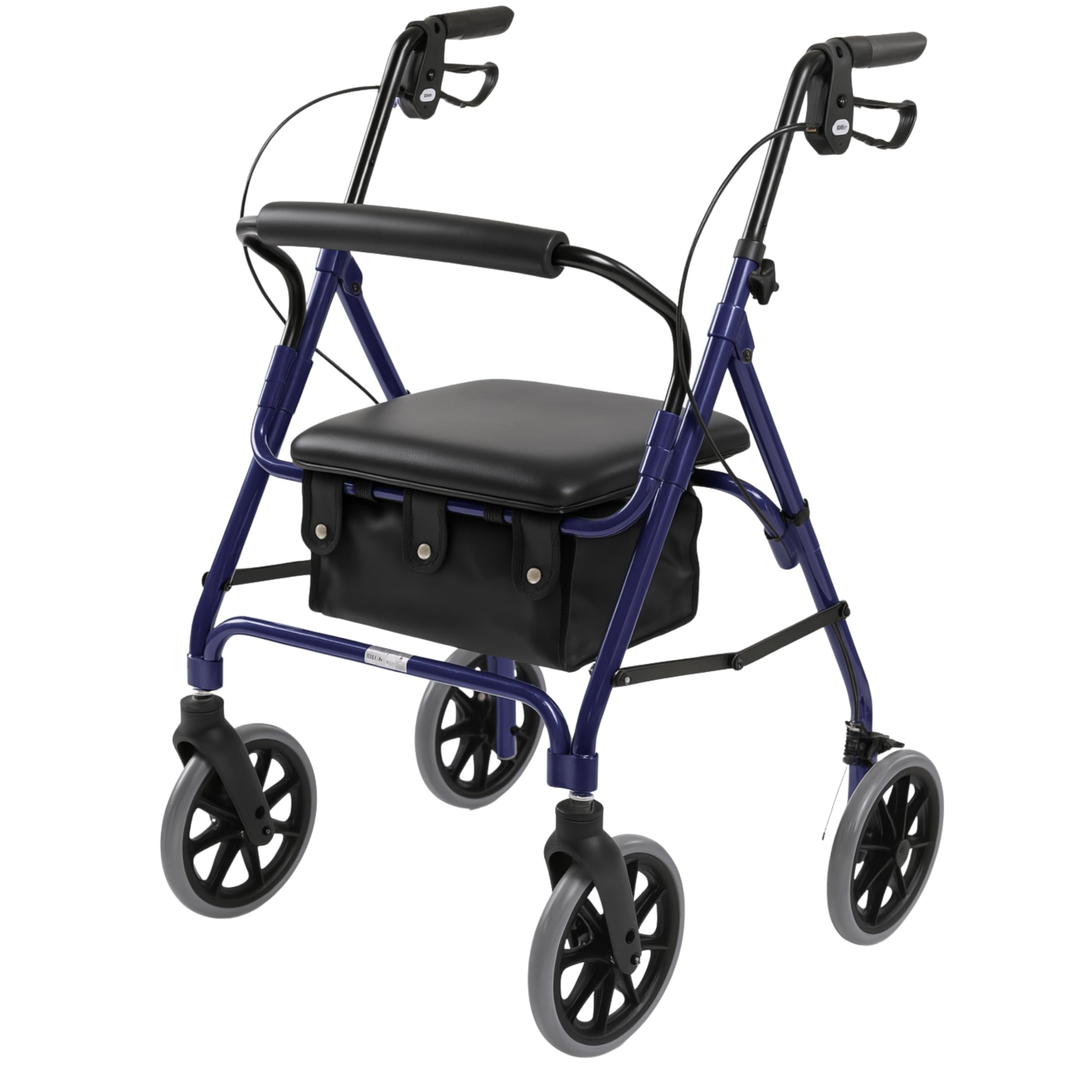 Days Rollator Walker with Seat – Lightweight Walking Aids Rollator, Adjustable Walking Frame with Wheels, Safe-Lock Brakes & Comfort Handles, Folding Mobility Aid for Users 5'5"–6'2" – Medium, Blue