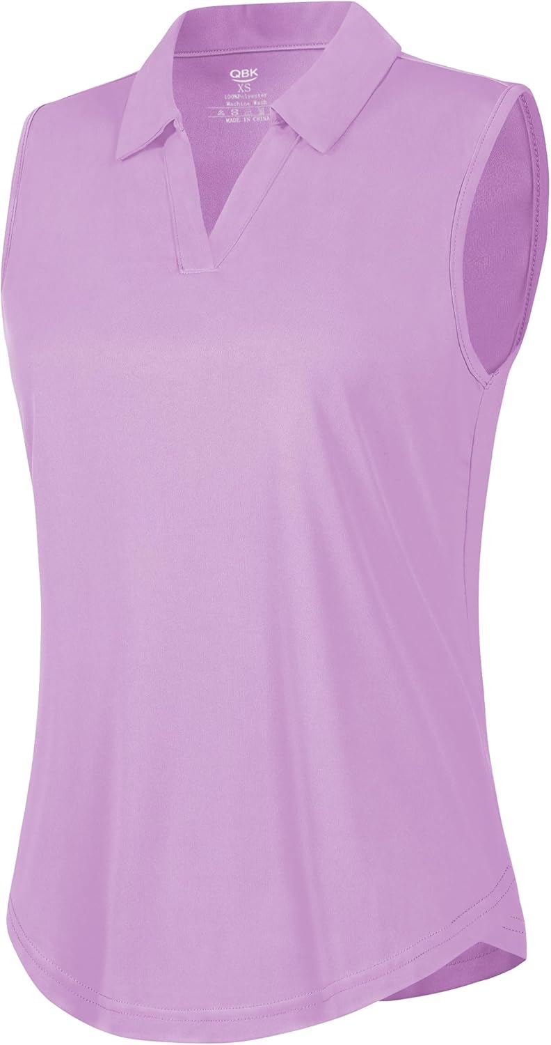 QBK Women's Sleeveless Golf Polo Shirts V-Neck Collared Tennis Tank Tops UPF 50+ Quick Dry Lightweight Athletic Shirt - Image 4
