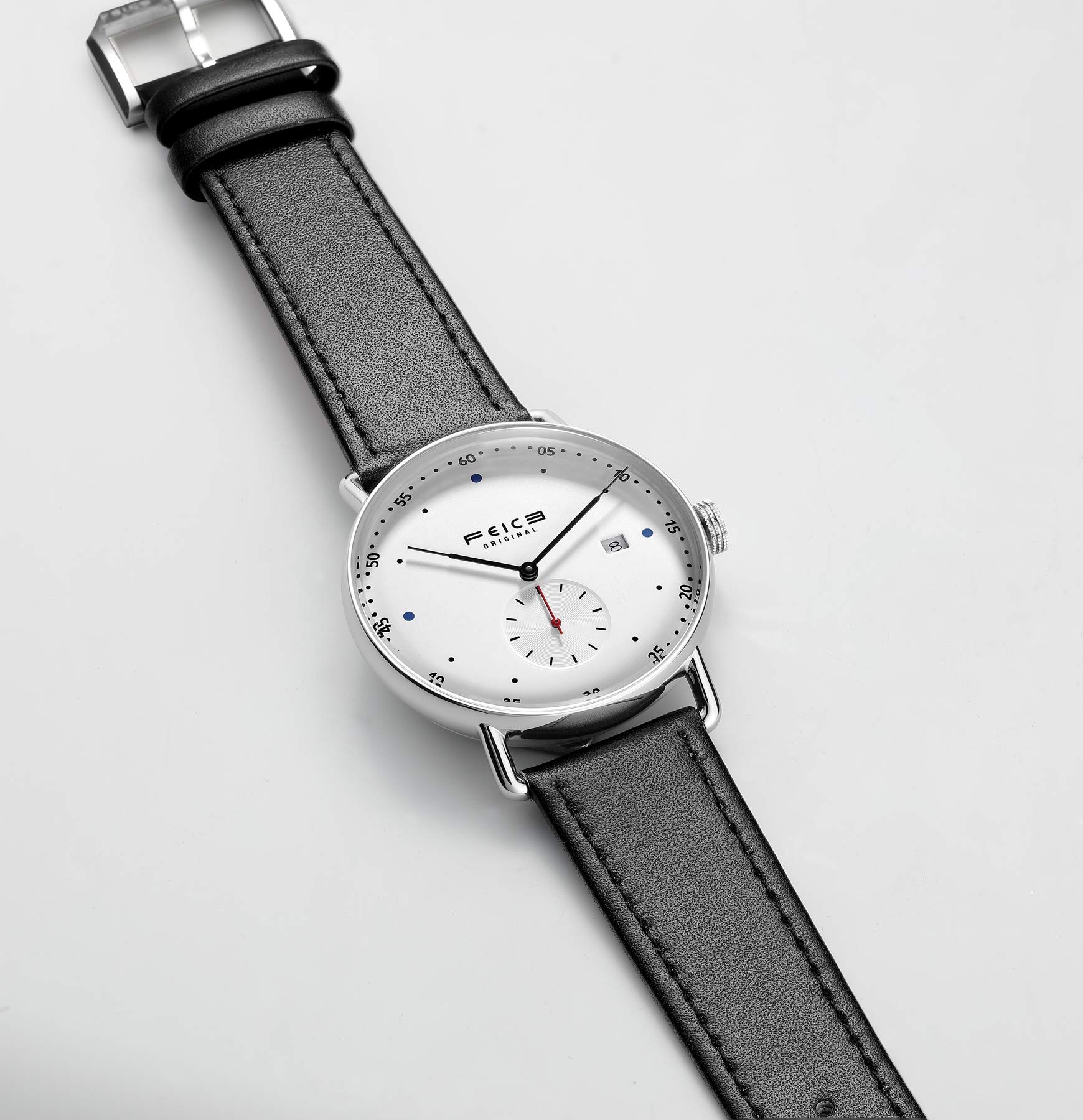 FEICE FM506 Automatikuhr Herren Lederarmband Klassische Uhr Armbanduhr 40mm | Mechanisches Uhrwerk, Datum, Sekundenanzeige-Hilfszifferblatt