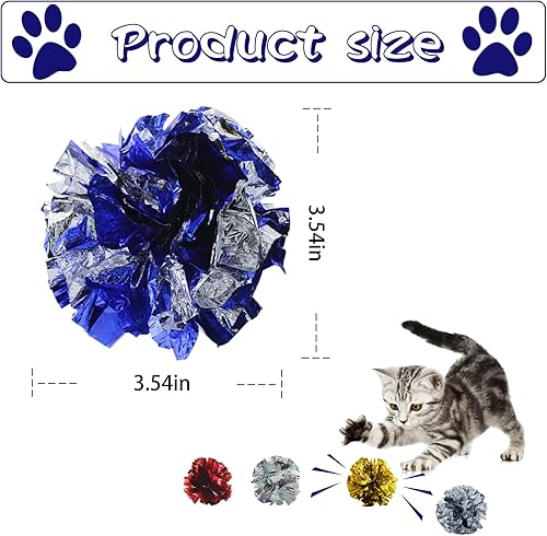 Miniatura 2 de Andiker Pelotas arrugadas para gatos de 3.54 pulgadas, 4 unidades, coloridas y brillantes, ligeras, fáciles de transportar, juguetes interactivos