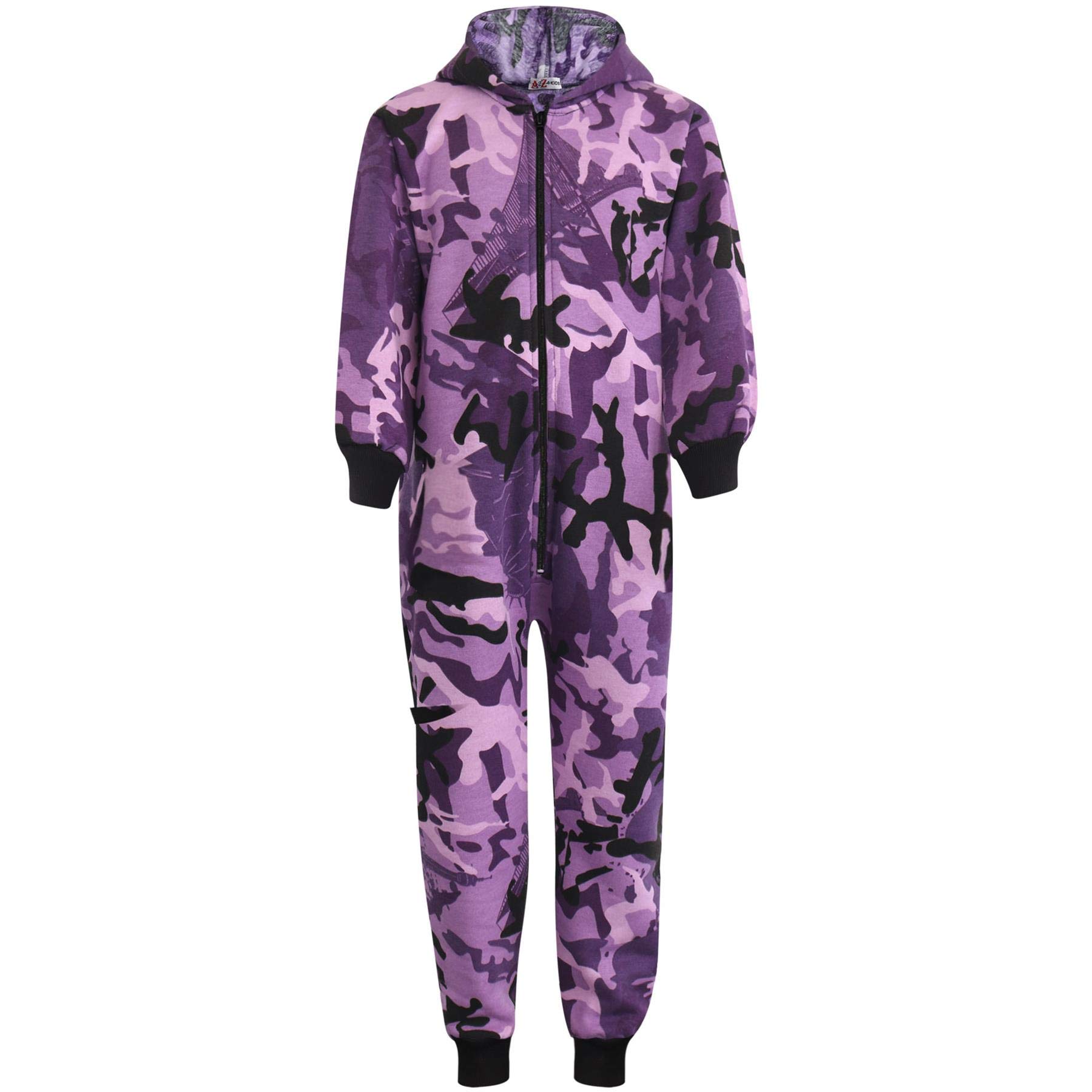 A2Z 4 Kids Girls Boys Camouflage Onesie Jumpsuit Unisex - A2Z Camo Onesie Purple 13