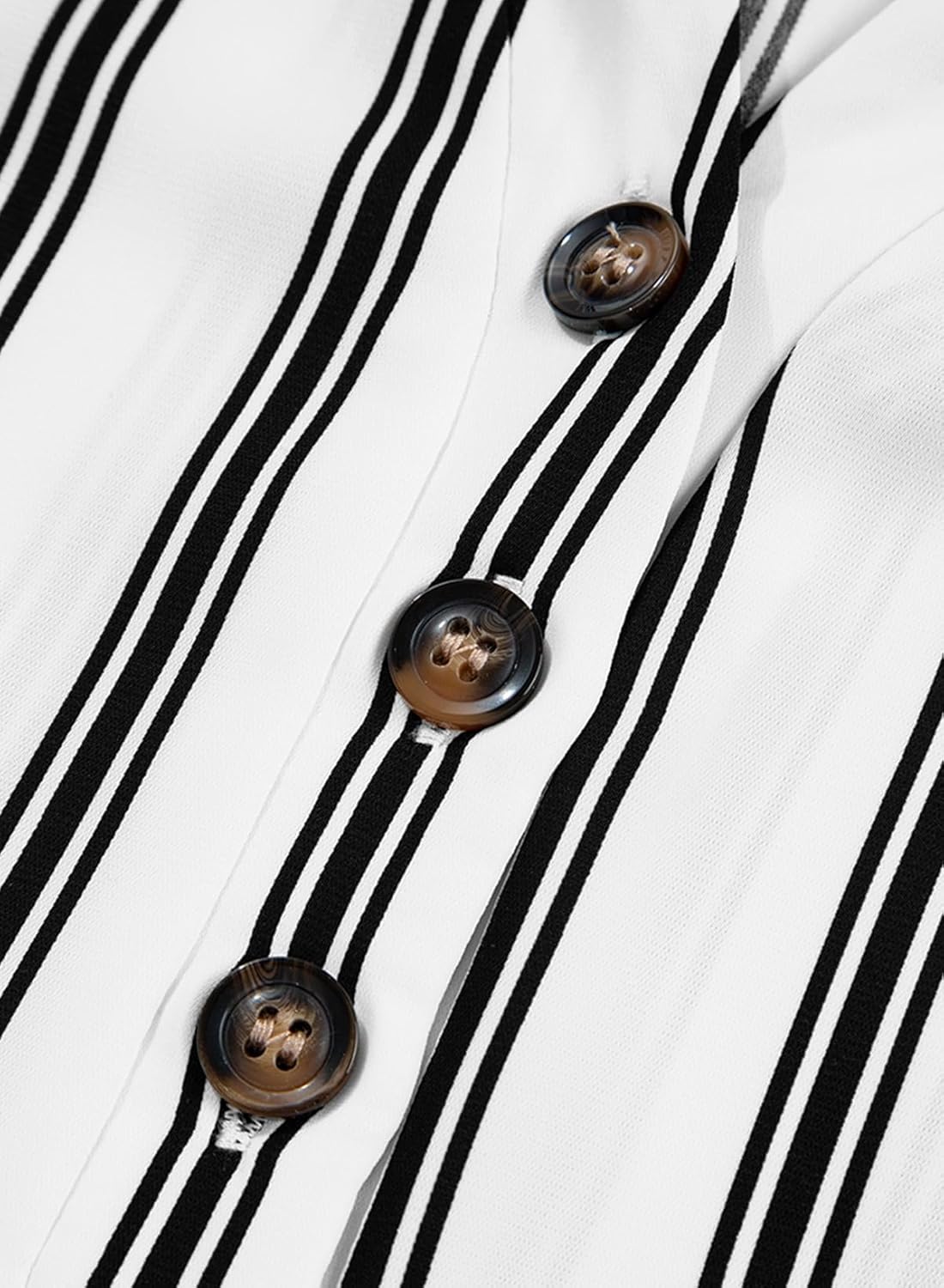 Dokotoo Women’s Summer Short Batwing Sleeve Button Shirts Business Casual Striped Color Block V Neck Lightweight Tops Blouses - Image 5