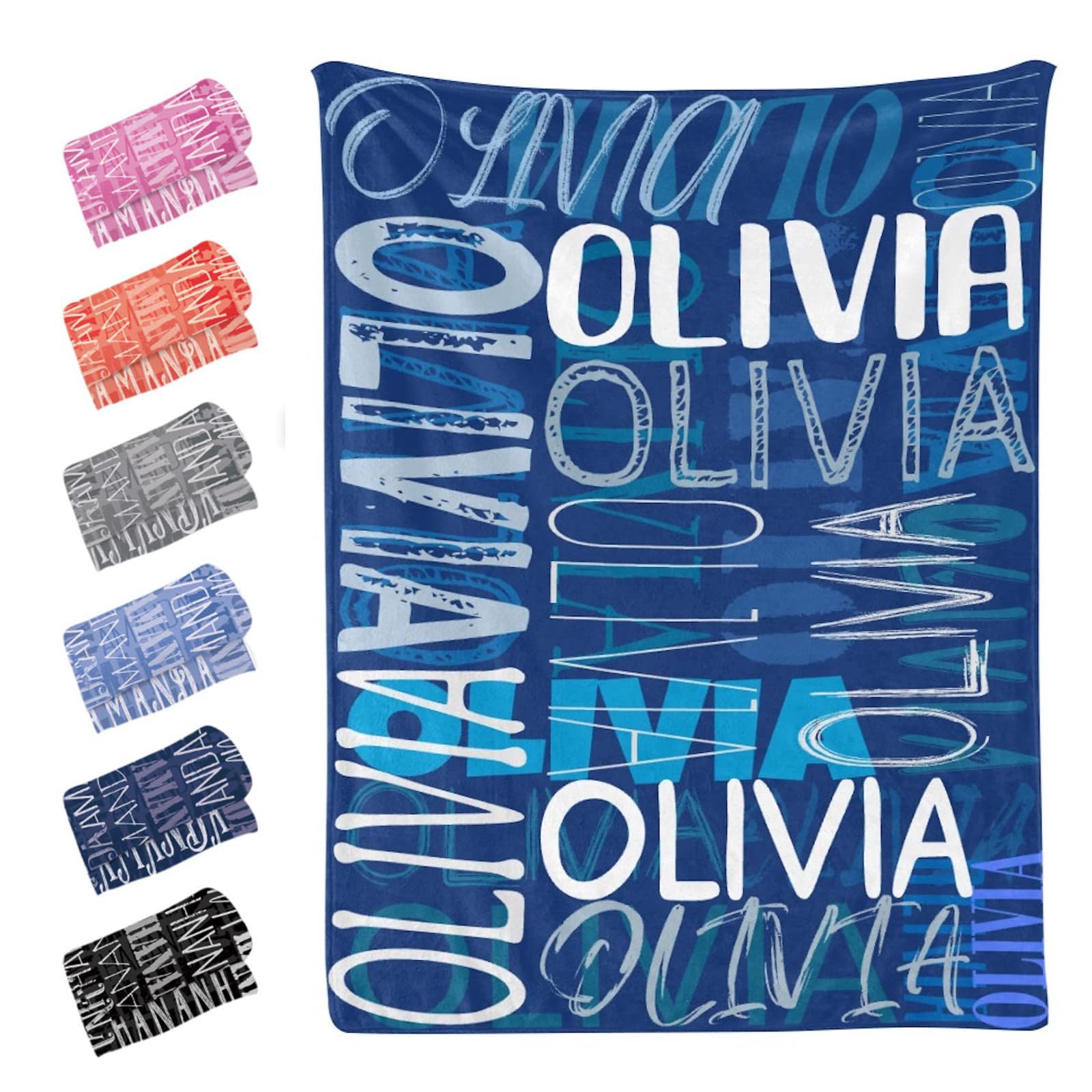 WOMB Manta personalizada con nombre, manta personalizada para niñas, manta de franela para cama, regalo para adultos y niños (180 x 200 cm)
