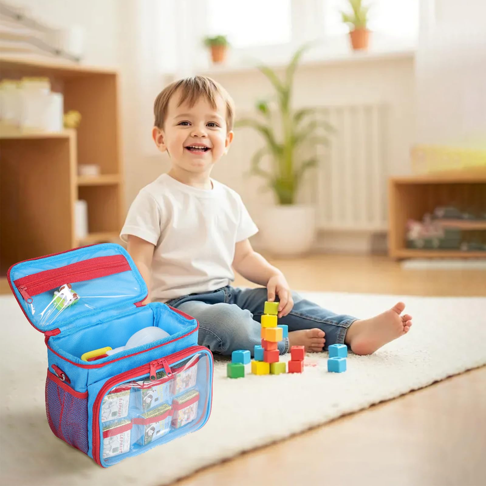 Custodia per Little Tikes Story Dream Machine Starter Set per libri, giocattoli, valigetta da viaggio per molti, set di principianti, giocattolo per bambini, Blu e rosso, 23 cm x 12 cm x 20 cm