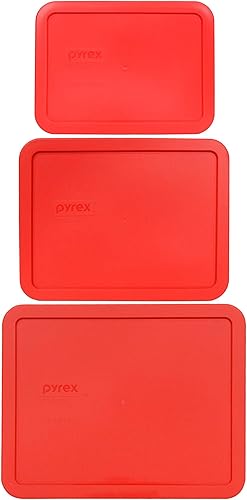 Pyrex 1 7212-PC 11 tazas 1 7211-PC 6 tazas 1 7210-PC 3 tazas rojas de almacenamiento de alimentos paquete de 3