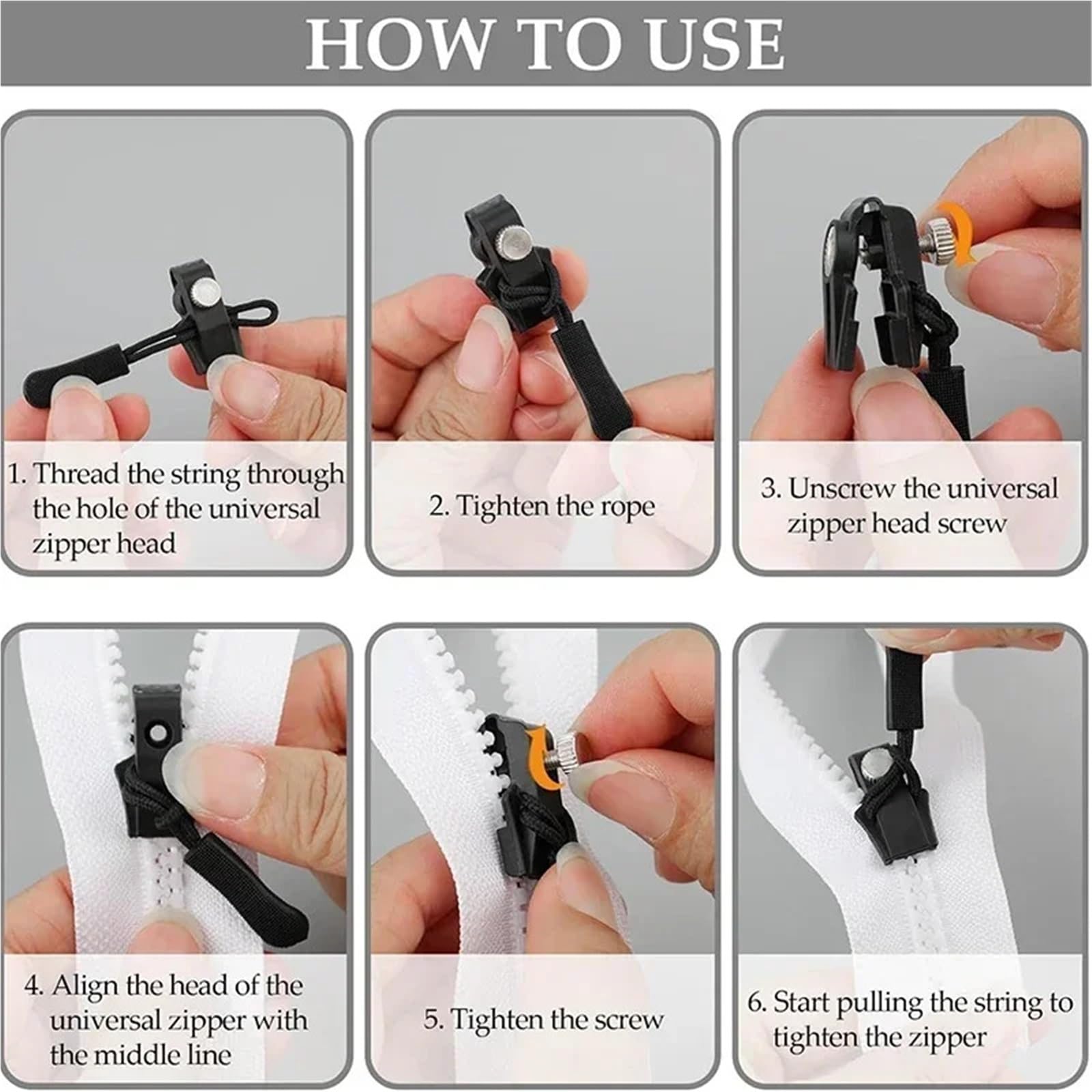 Abnehmbarer Reißverschluss-Schieber Zipper Repair Kit Detachable Slider Pull For Jackets Luggage Bags Non-Slip Metal Zip Head DIY Sewing Supplies(100PCS,S)
