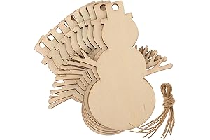 Amosfun 10Pcs Hanging Wooden Snowman Ornaments