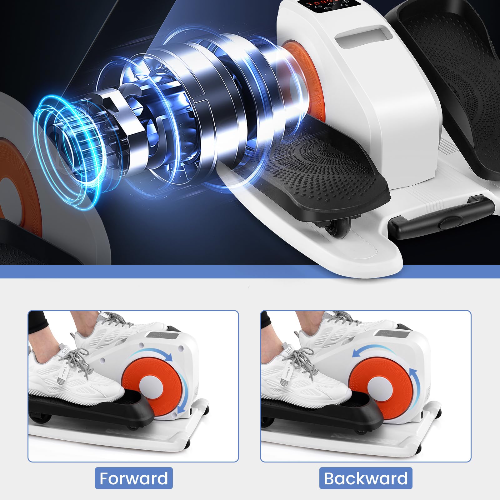 KOMFOTTEU Mini Ellittica Elettrica, Pedalatore Ellittico con Schermo e Telecomando, Pedalatore Elettrico con 5 Velocità e 3 Modalità, Bicicletta Ellittica Sotto la Scrivania